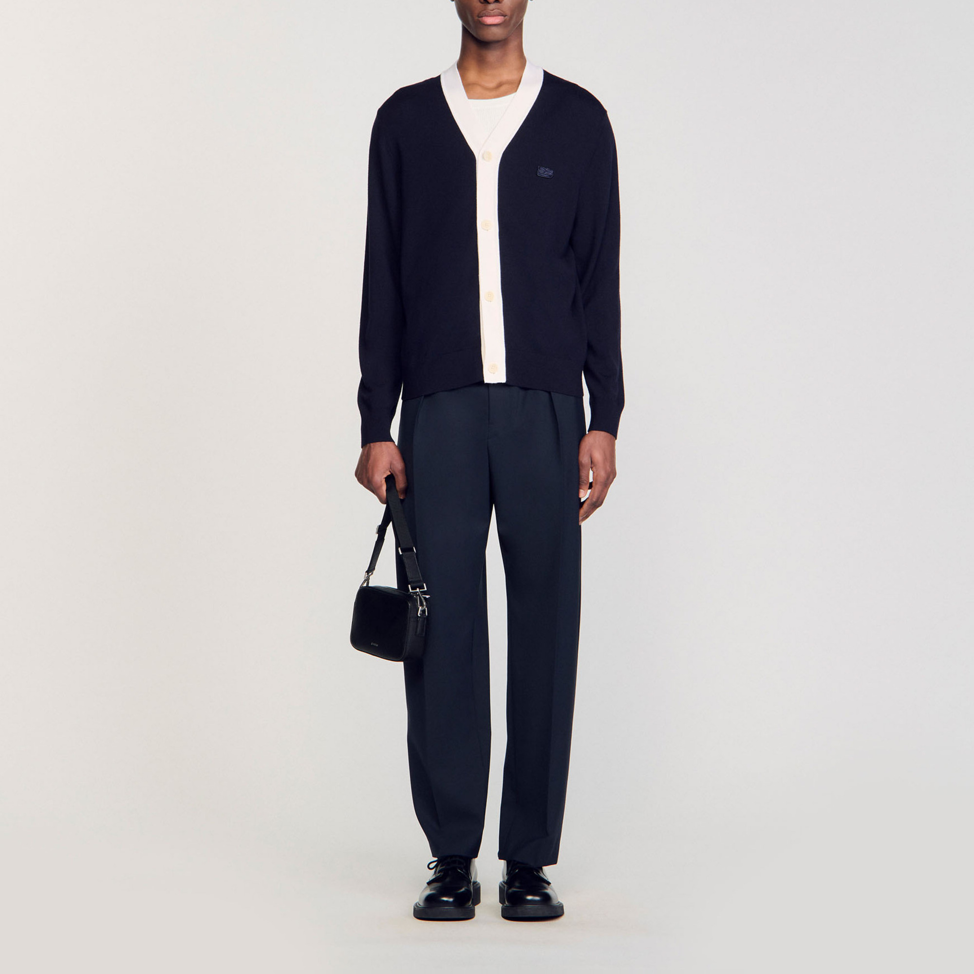 Sandro wool Buttoned opening cardigan, adorned with a double S patch on the chest