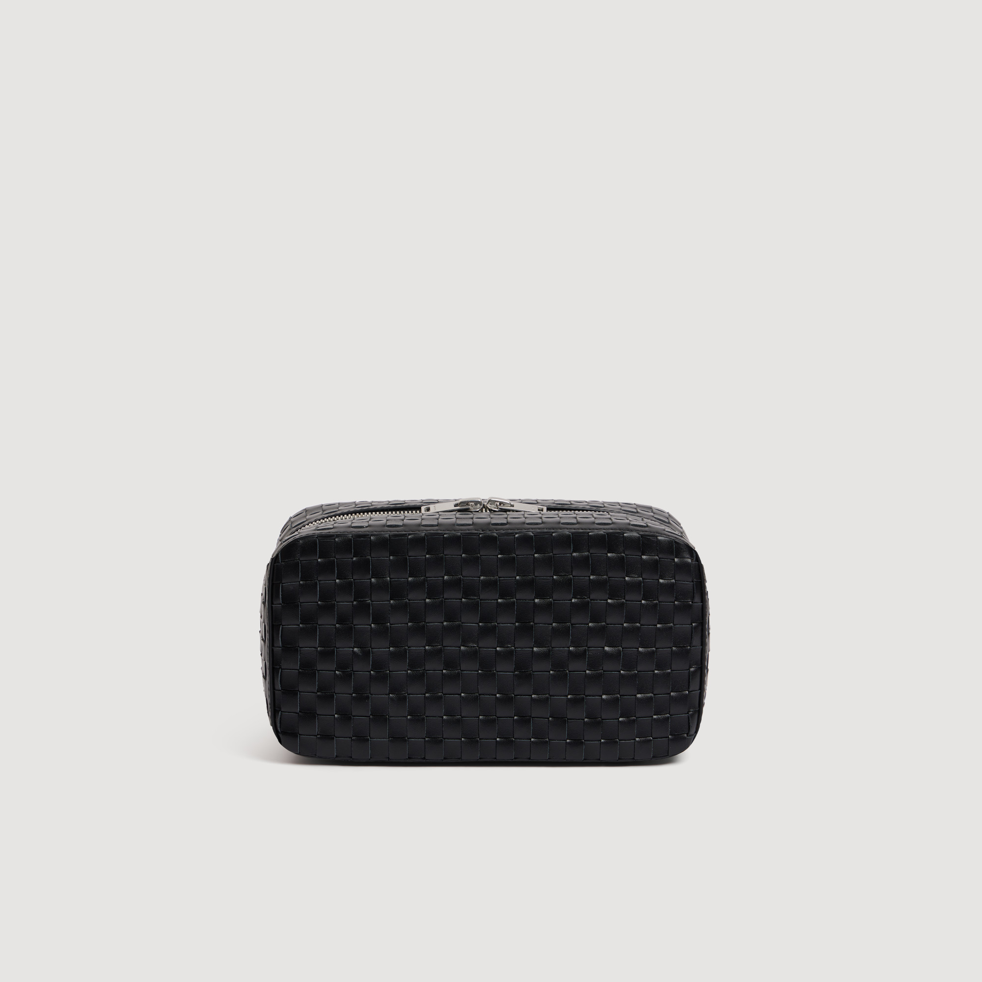 Woven leather toiletry bag