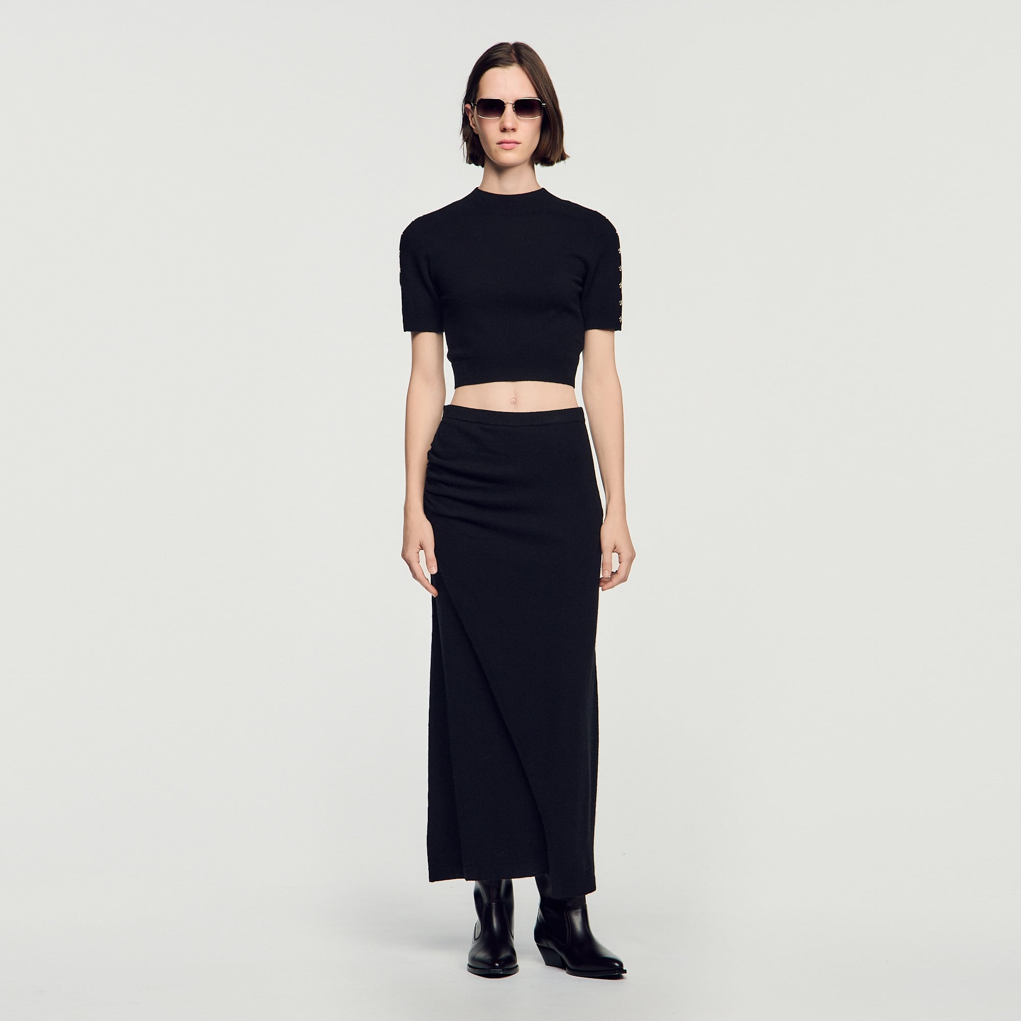Cropped wool and cashmere sweater