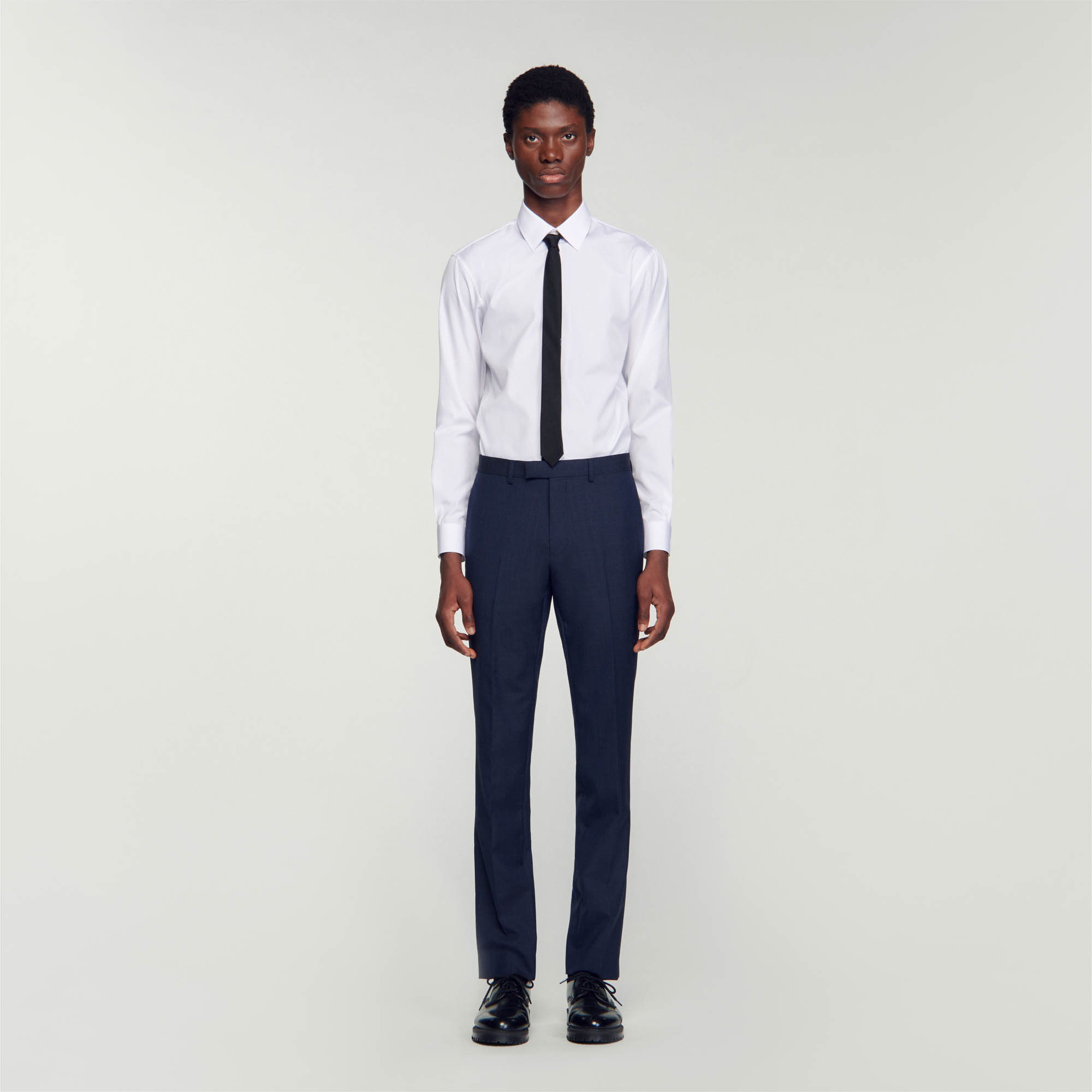 Sandro virgin wool Belt lining: Classic wool suit pants in Italian fabric with pockets