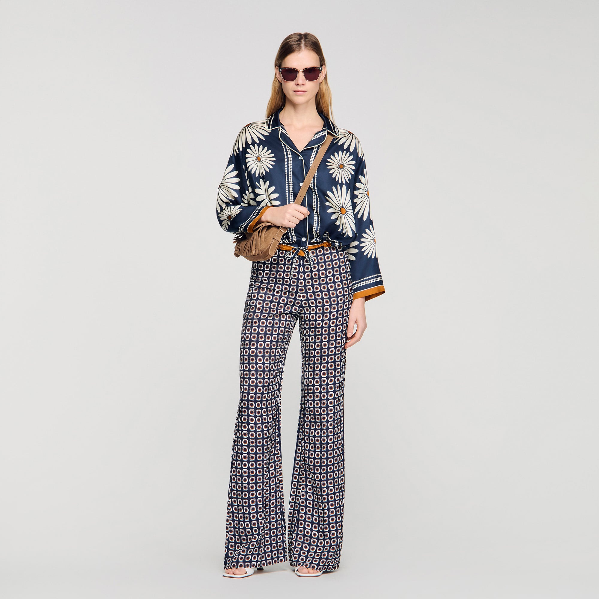 Floral print silk shirt