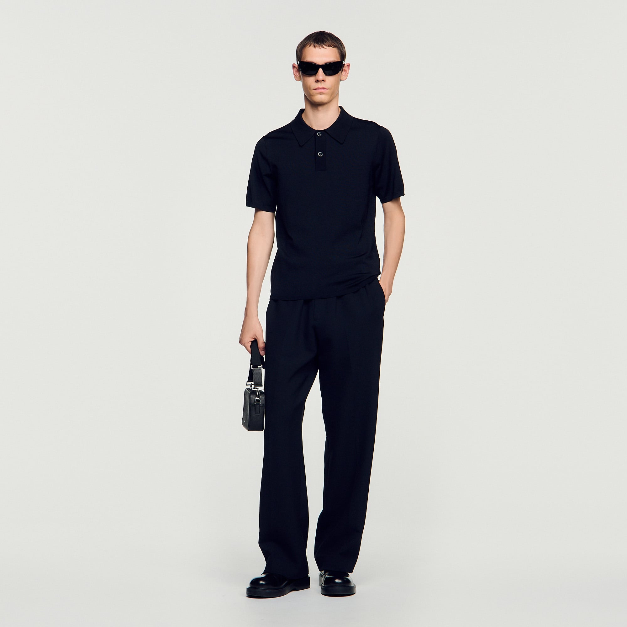 Short-sleeve knitted polo shirt