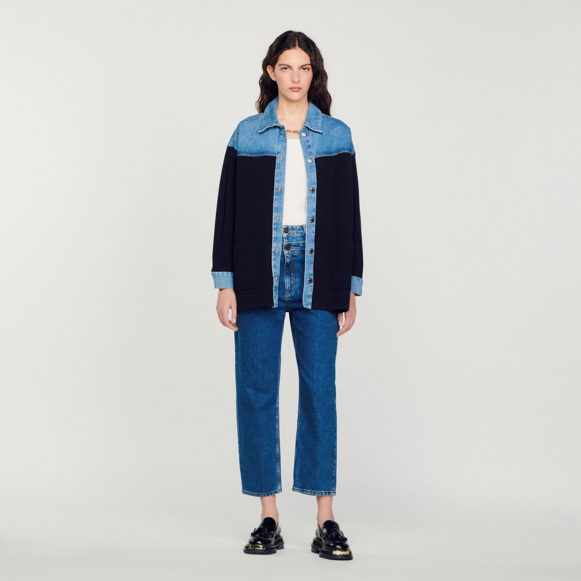 Sandro viscose â€¢ Sandro Women's reversible jacket The model is 178 cm / 5'10 tall and wears a size 1 FR / 8 UK The viscose in this item has a lower environmental impact than traditional viscose