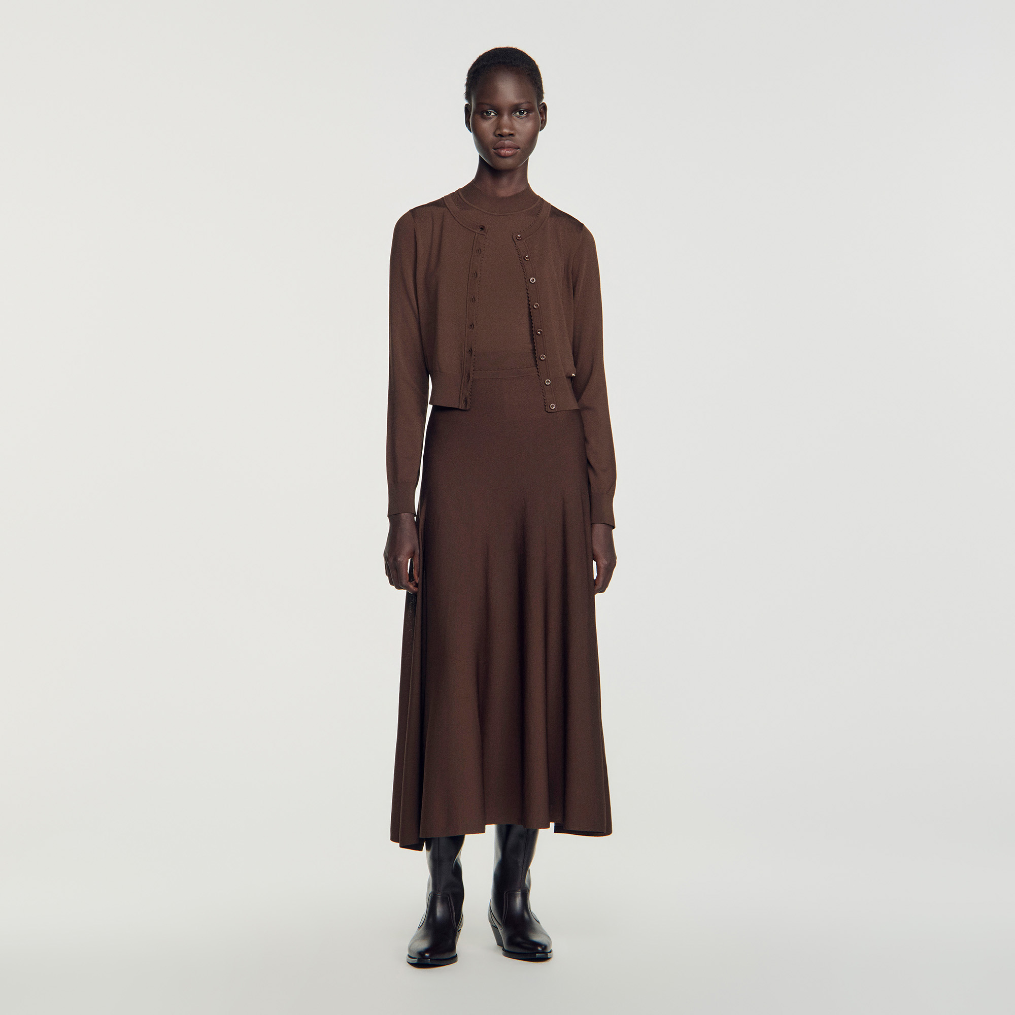 Long sheer-effect skirt