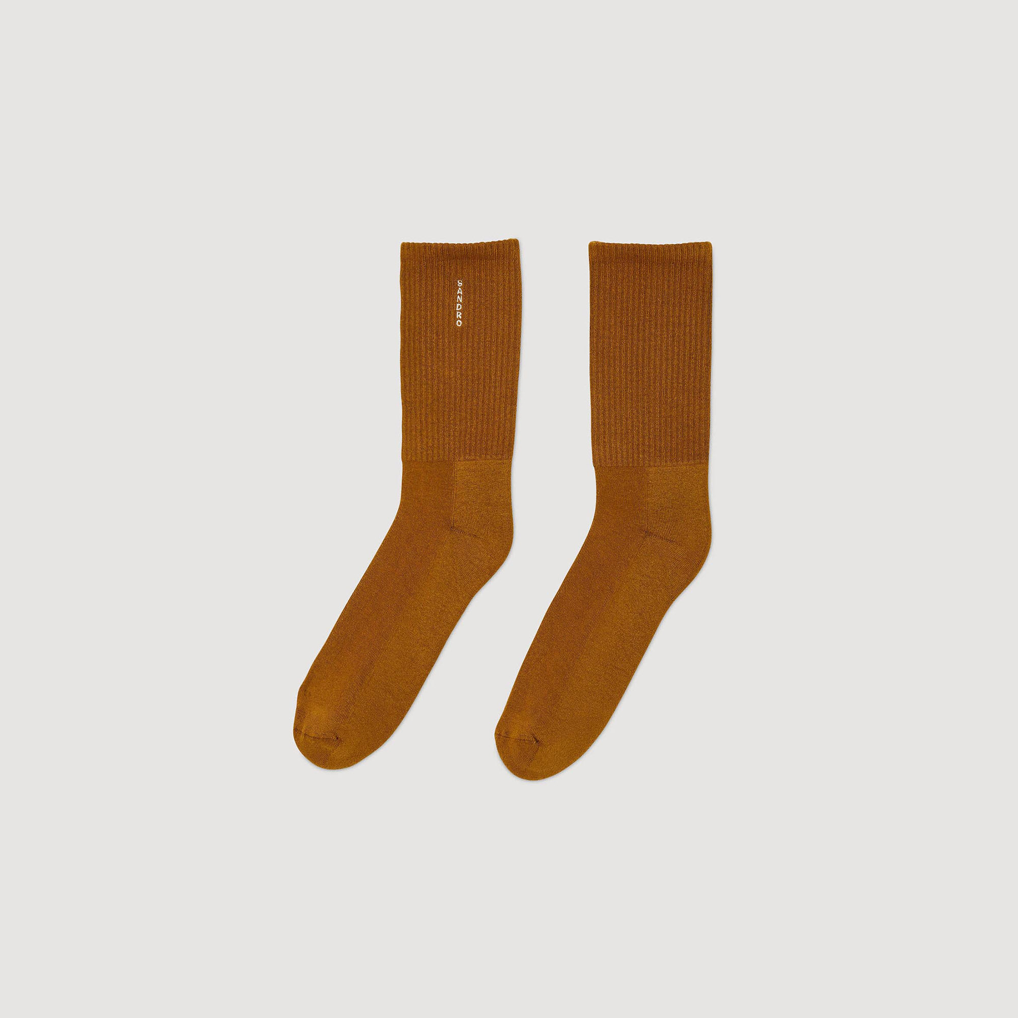 Sandro cotton Cotton socks embellished with vertical Sandro embroidery