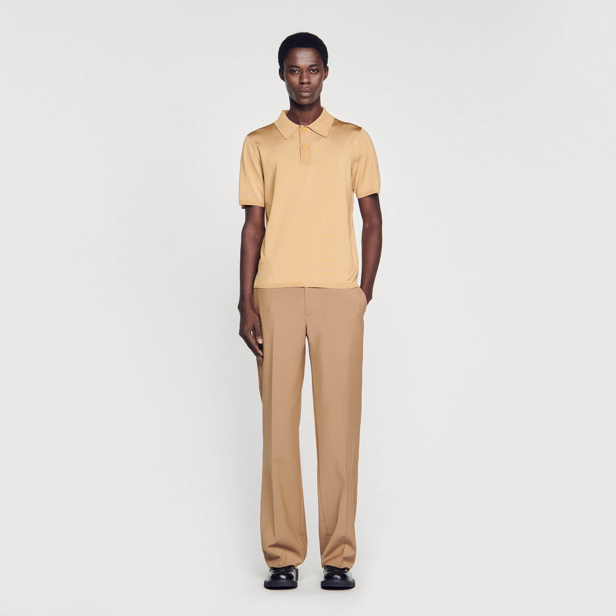 Sandro acetate Knitted polo shirt with a button-up collar and short sleeves