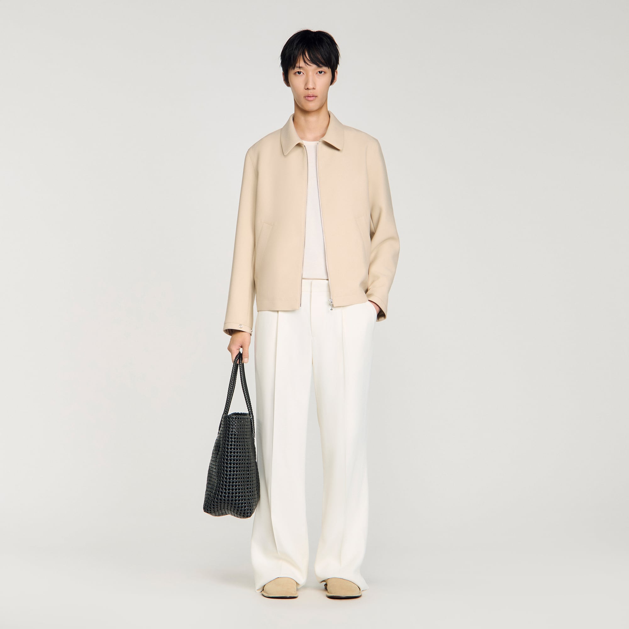 ジャケット・アウター Eaphi LINEN LIKE OVER JACKET beige Tie Front Jacket - Linen Blend Elegance, Ancient Scroll | ELOQUII