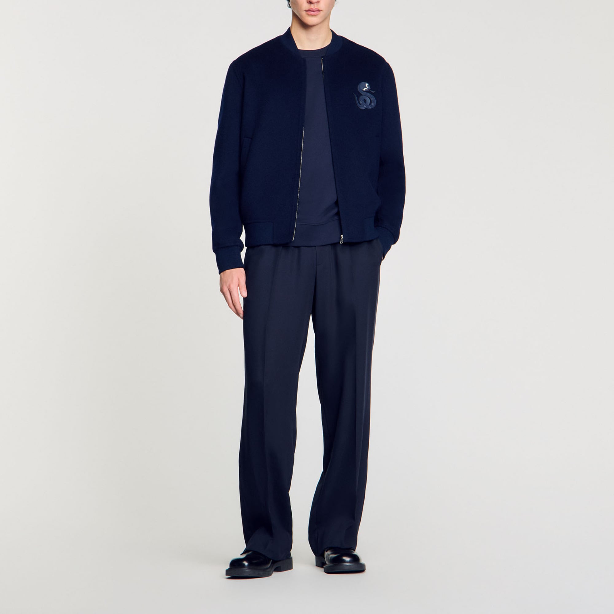 Double-faced snake-detail jacket