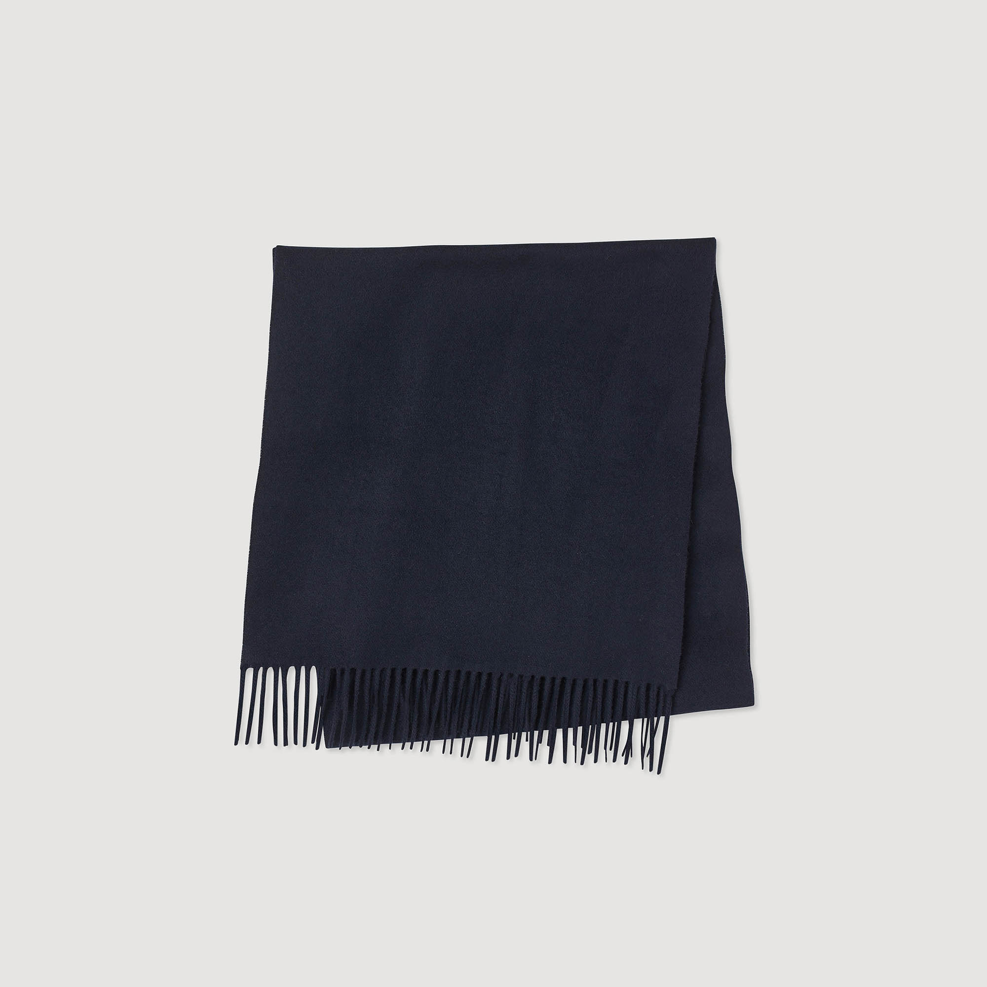 Sandro wool Woven wool and cashmere scarf with rolled fringing and a woven Sandro label