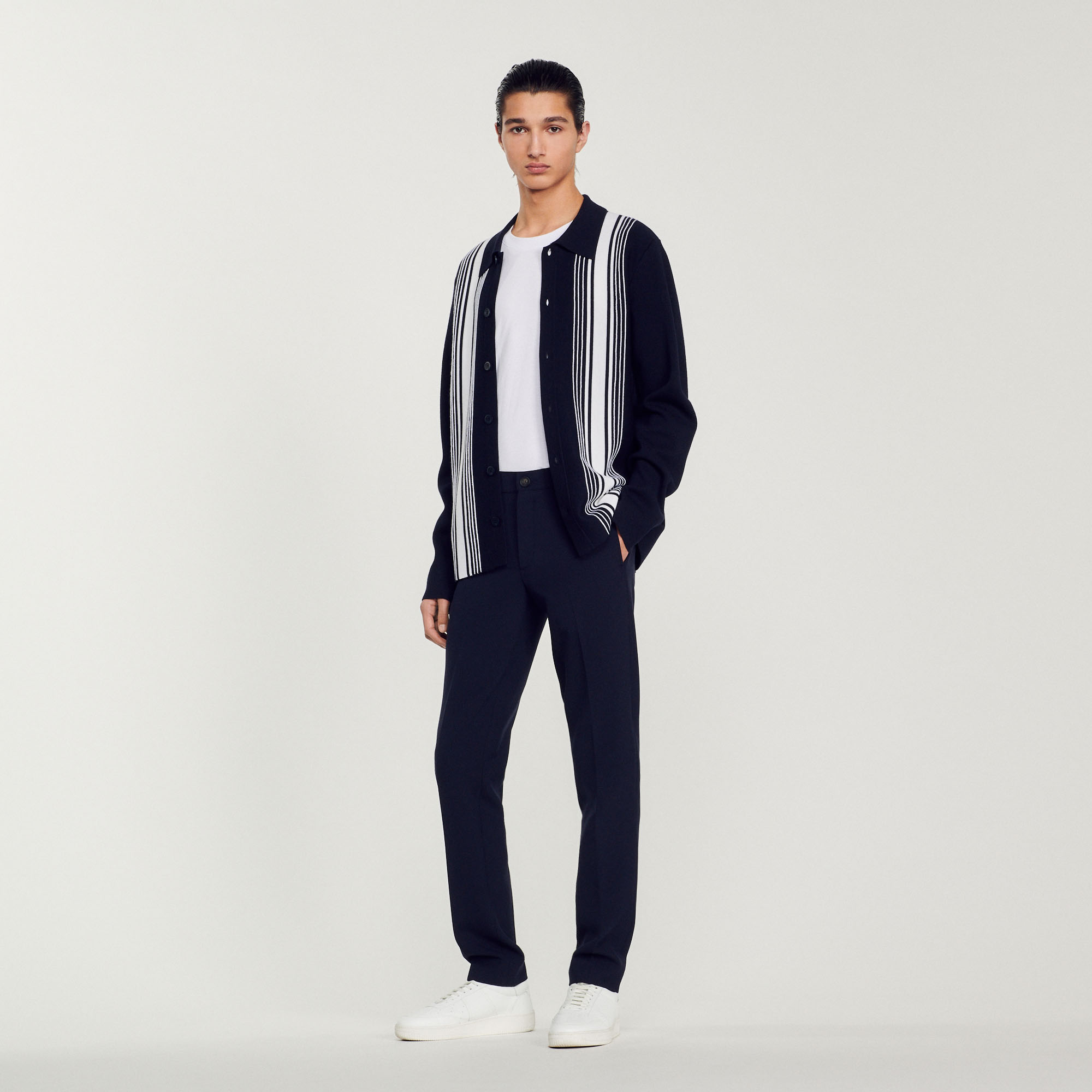 Sandro polyester Straight-leg pants in technical fabric with a semi-elasticated waist
