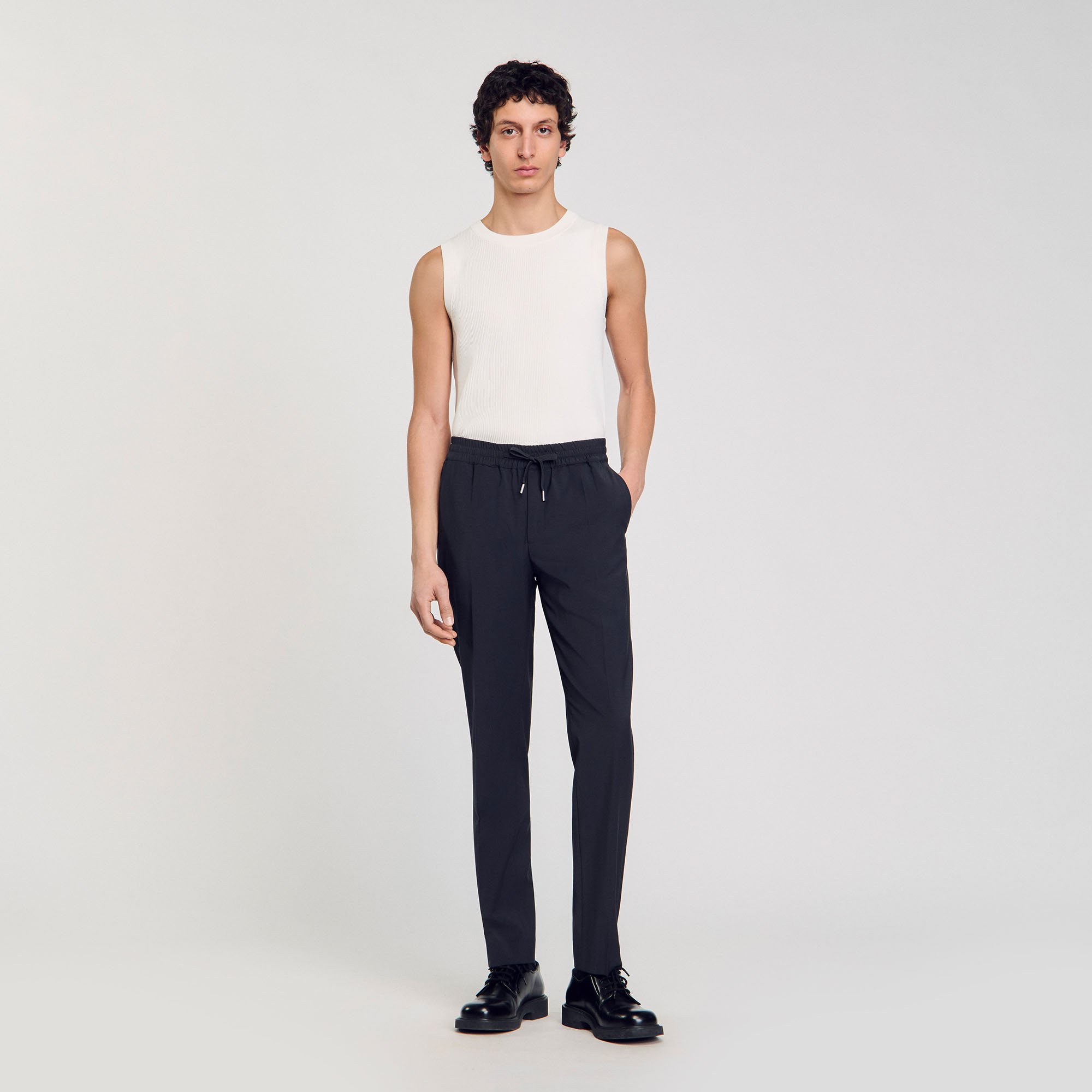 Elasticated straight-leg pants