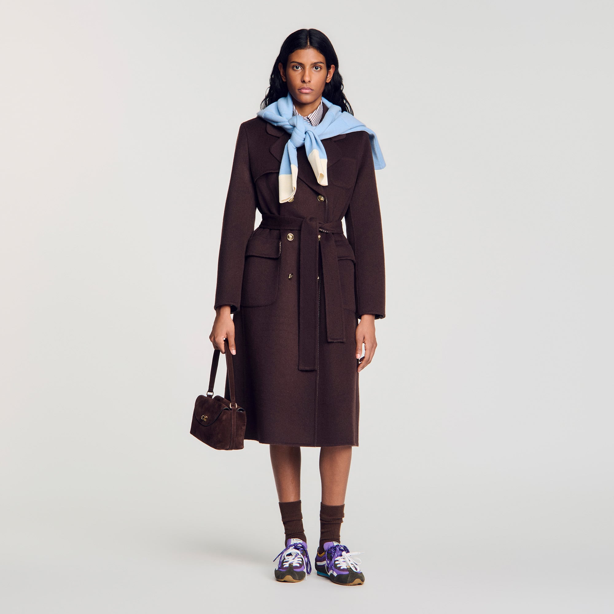 Double-faced check coat