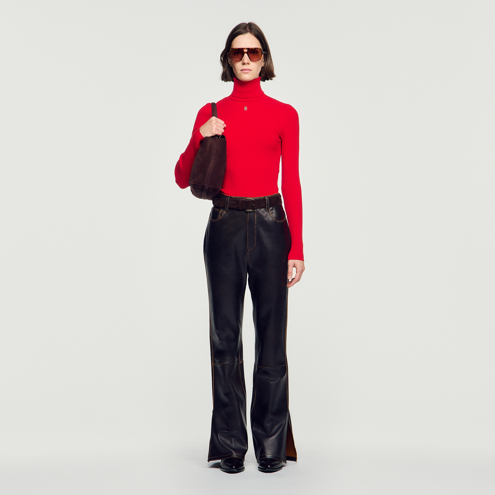 Cable knit turtleneck sweater