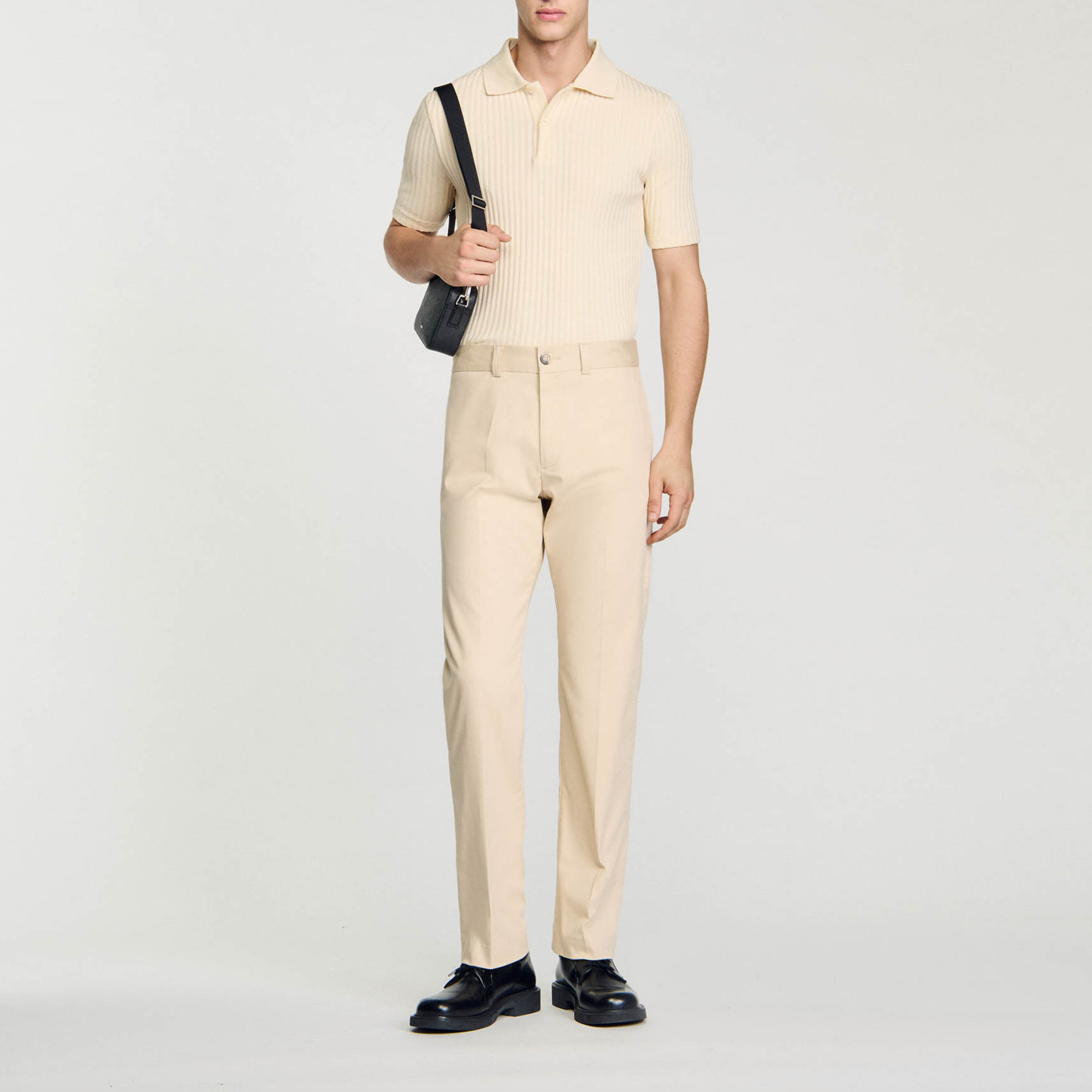 Sandro cotton Straight-fit cotton canvas chinos with ironed creases, belt loops, zipped button fastening and side pockets