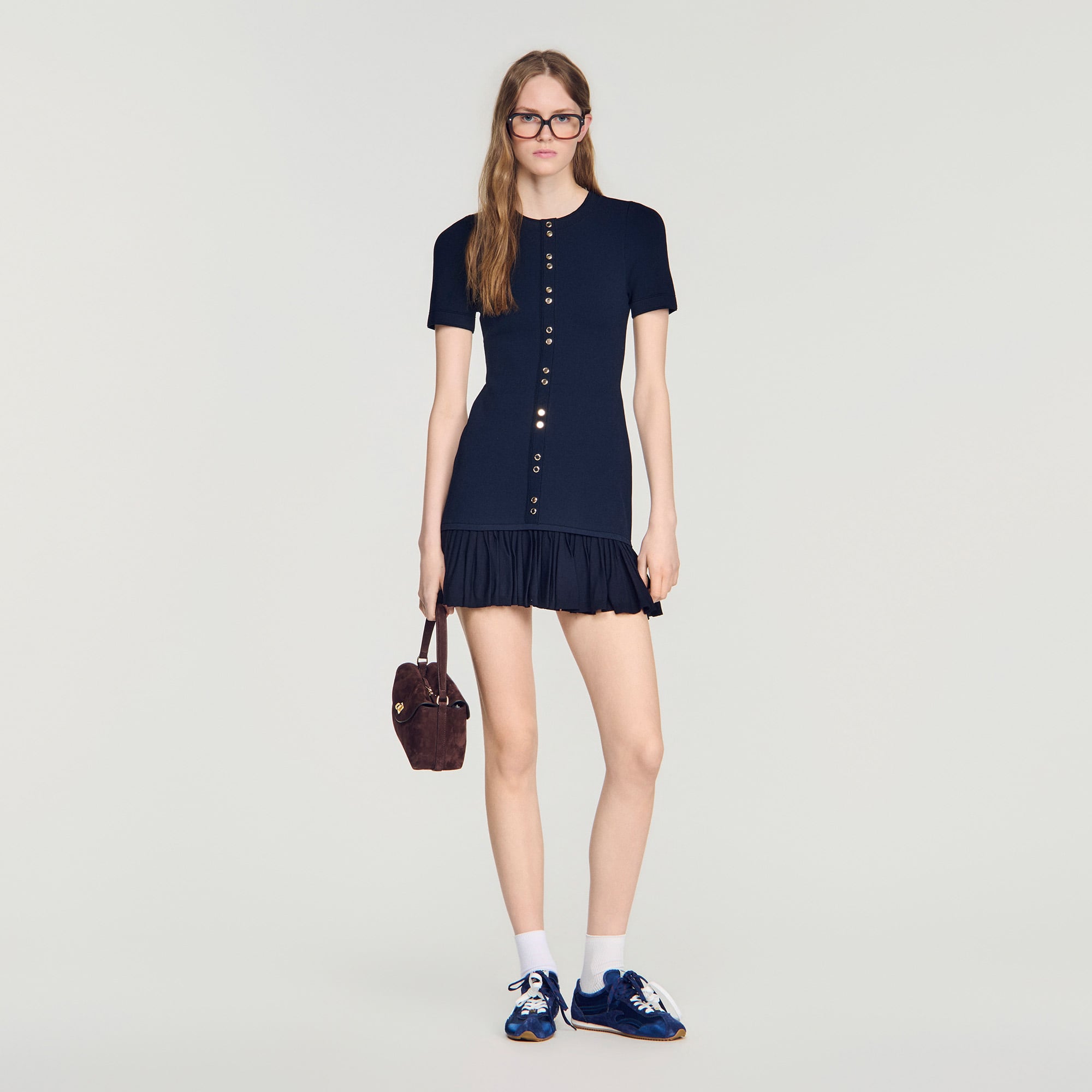 Mini knit dress with ruffles