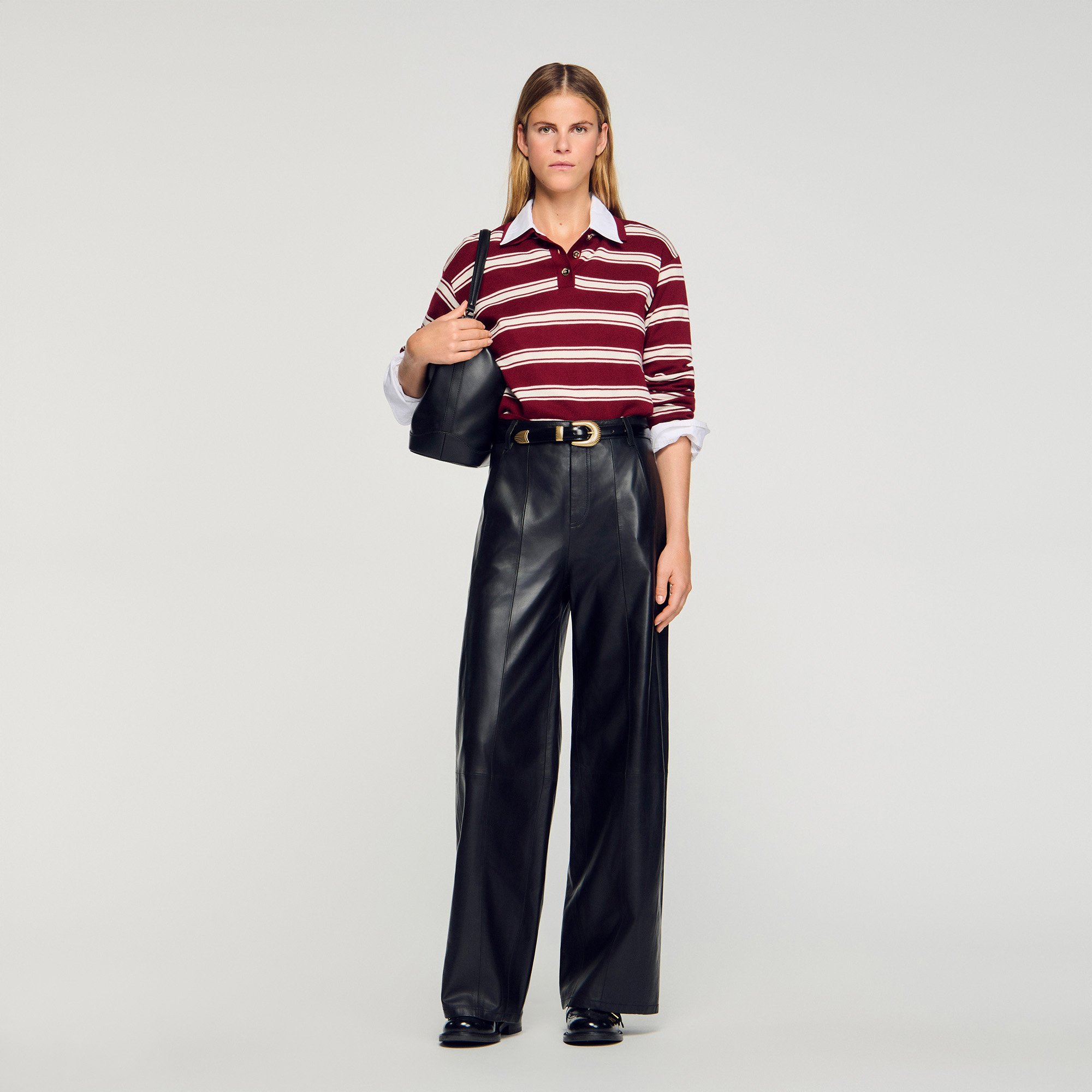 Sandro Wide-leg leather trousers