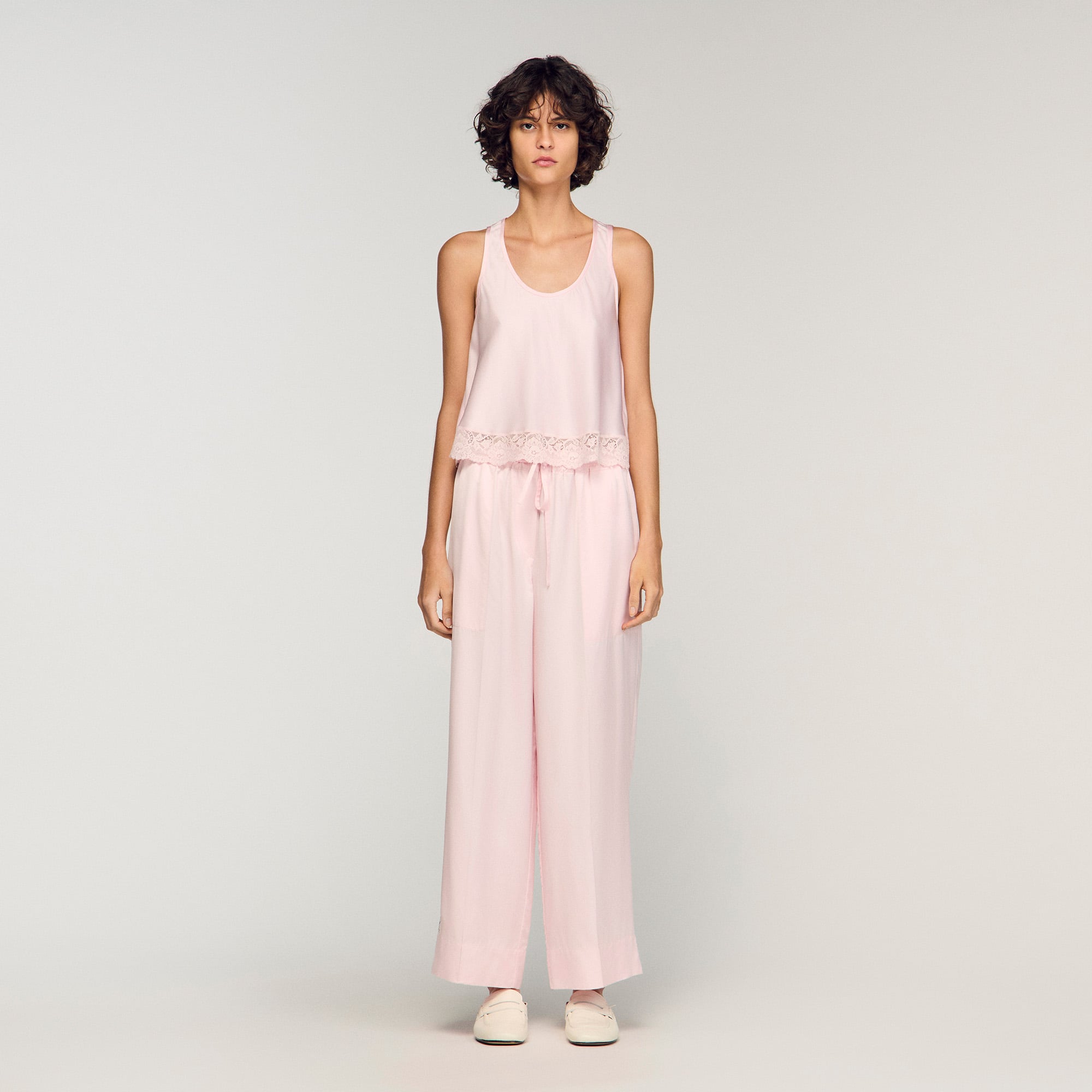Satin wide-leg trousers
