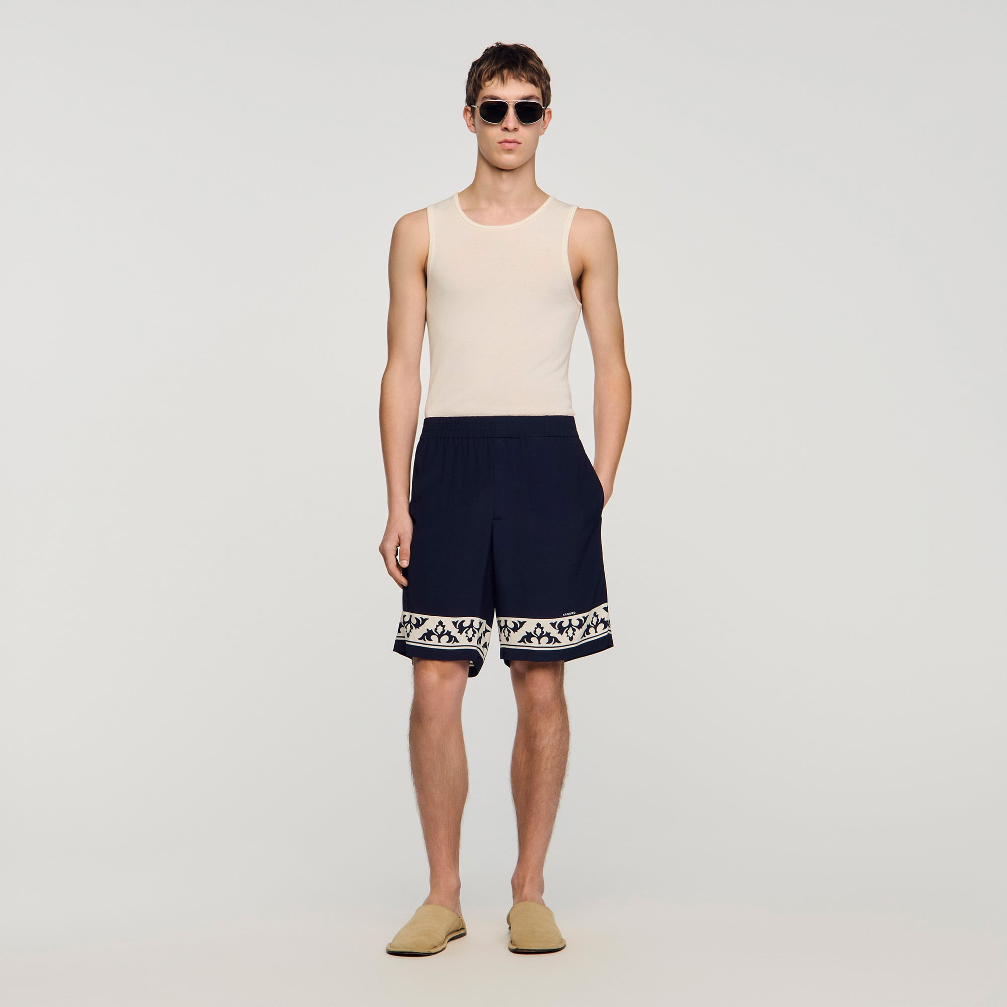 Sandro viscose Flowy shorts with a contrasting graphic pattern