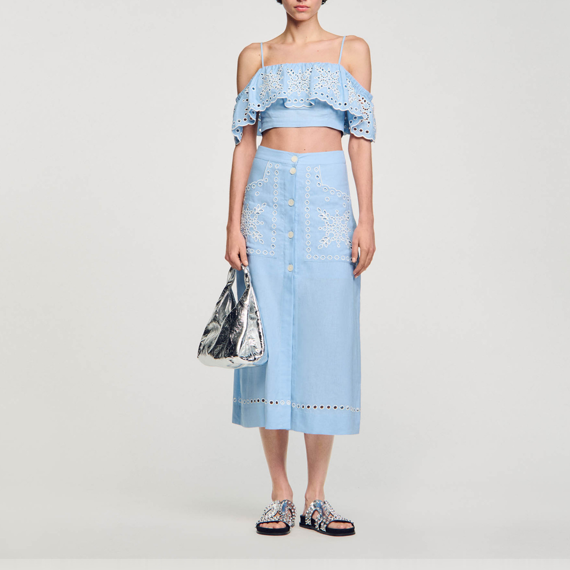 Sandro Embroidered maxi skirt