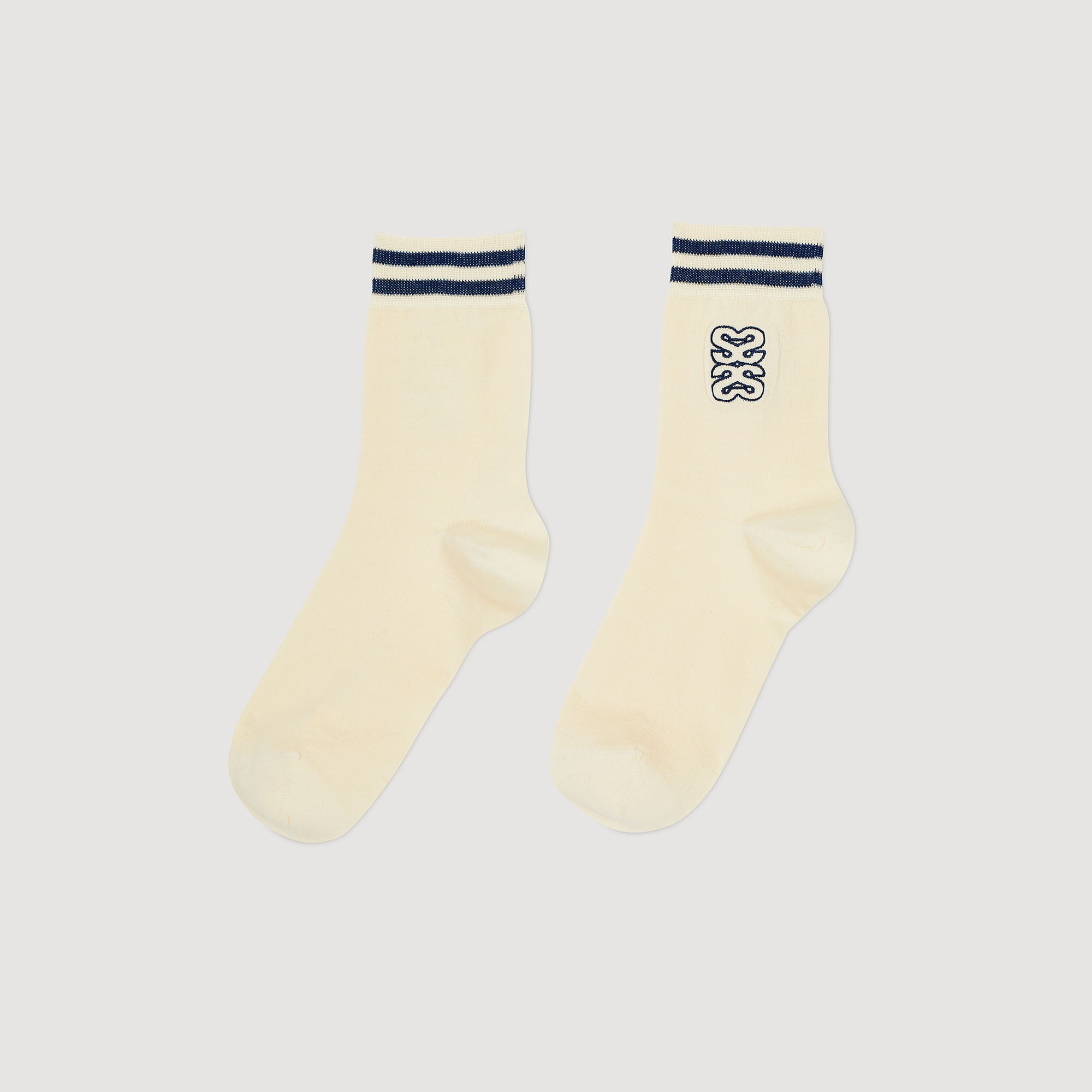 Sandro cotton Ribbed socks embellished with an embroidered double S logo