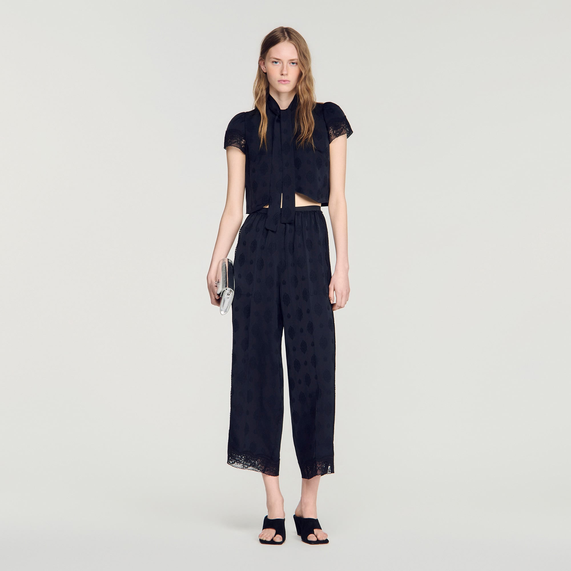 Paisley jacquard crop top