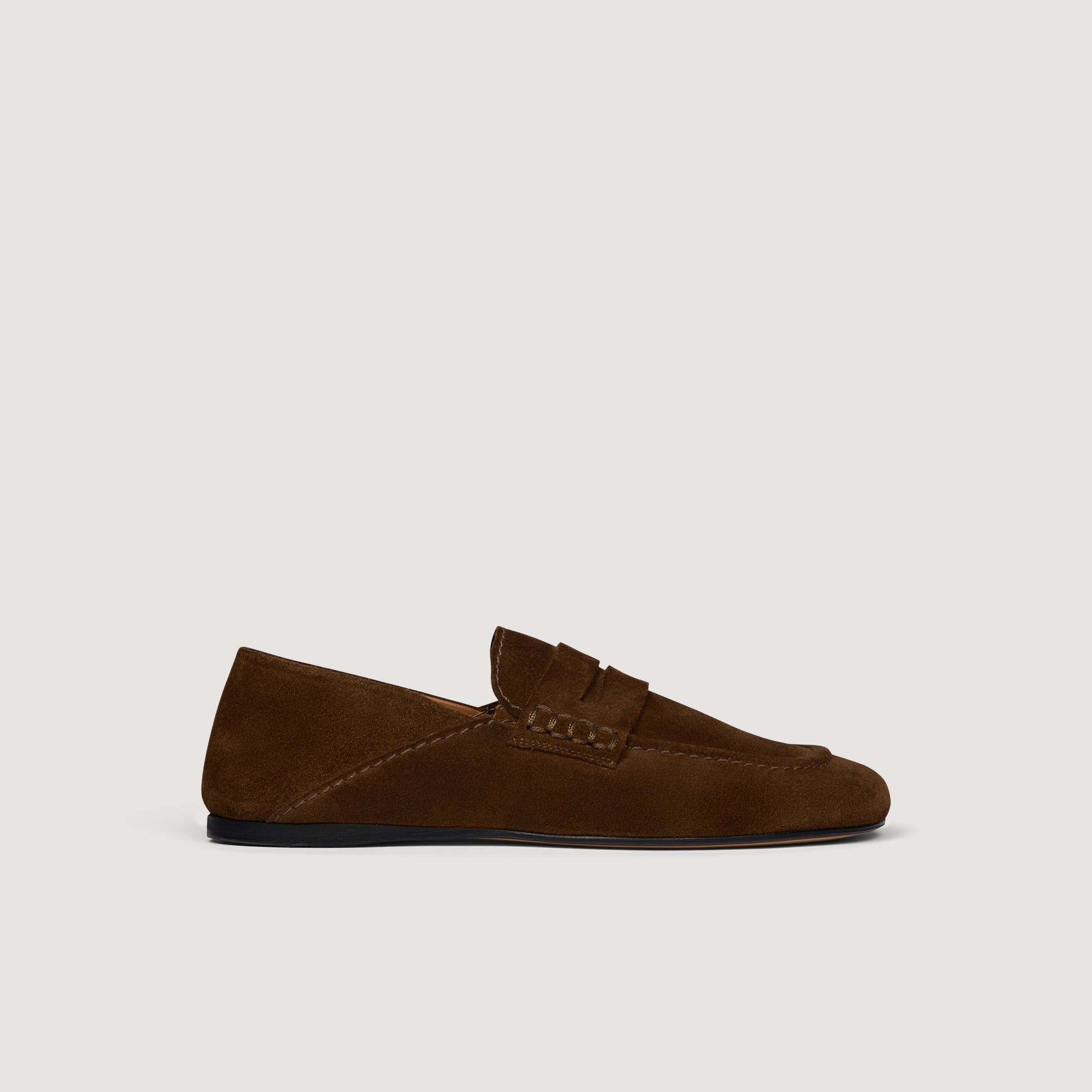 Sandro leather Suede loafers with a foldable heel counter, allowing them to be worn in two ways