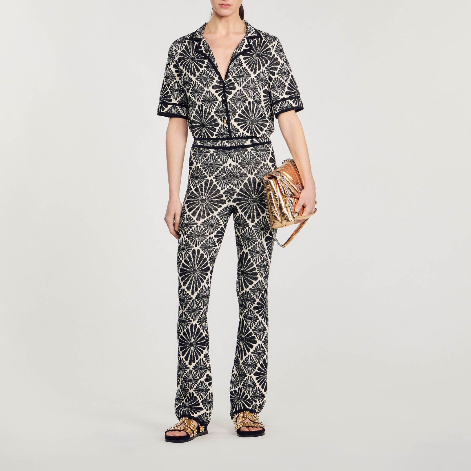 Sandro Floral jacquard trousers
