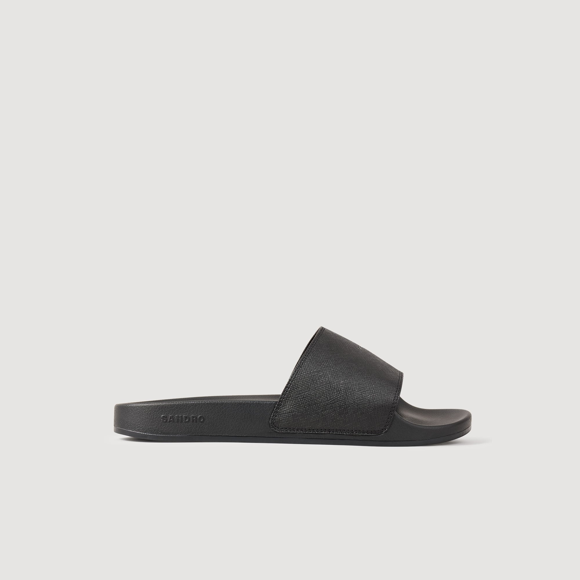 Sandro Leather Saffiano-effect sustainable leather sandals with a rubber sole