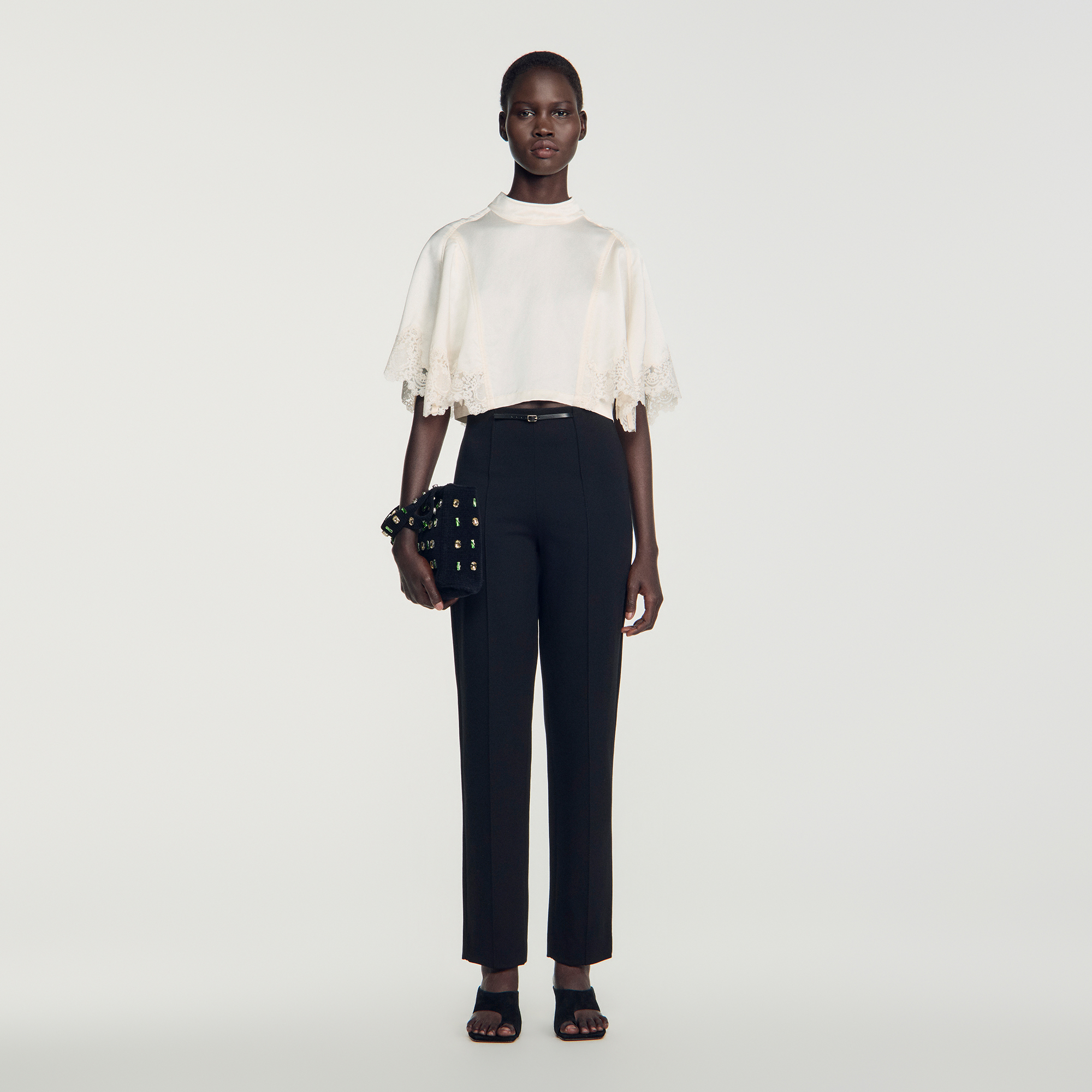 Stretch straight-leg trousers