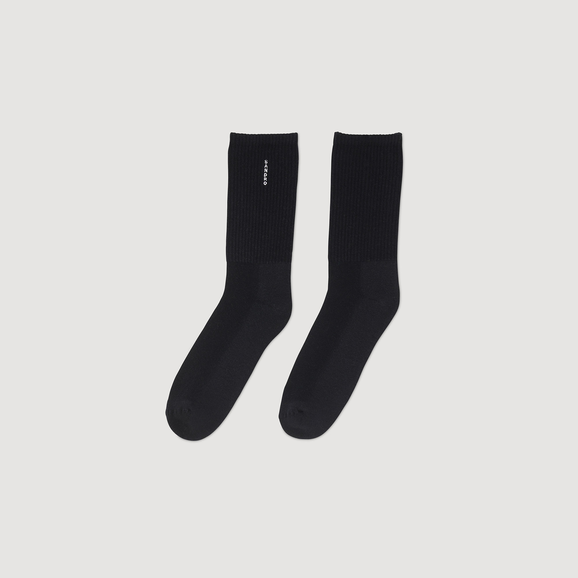 Sandro cotton Cotton socks embellished with vertical Sandro embroidery