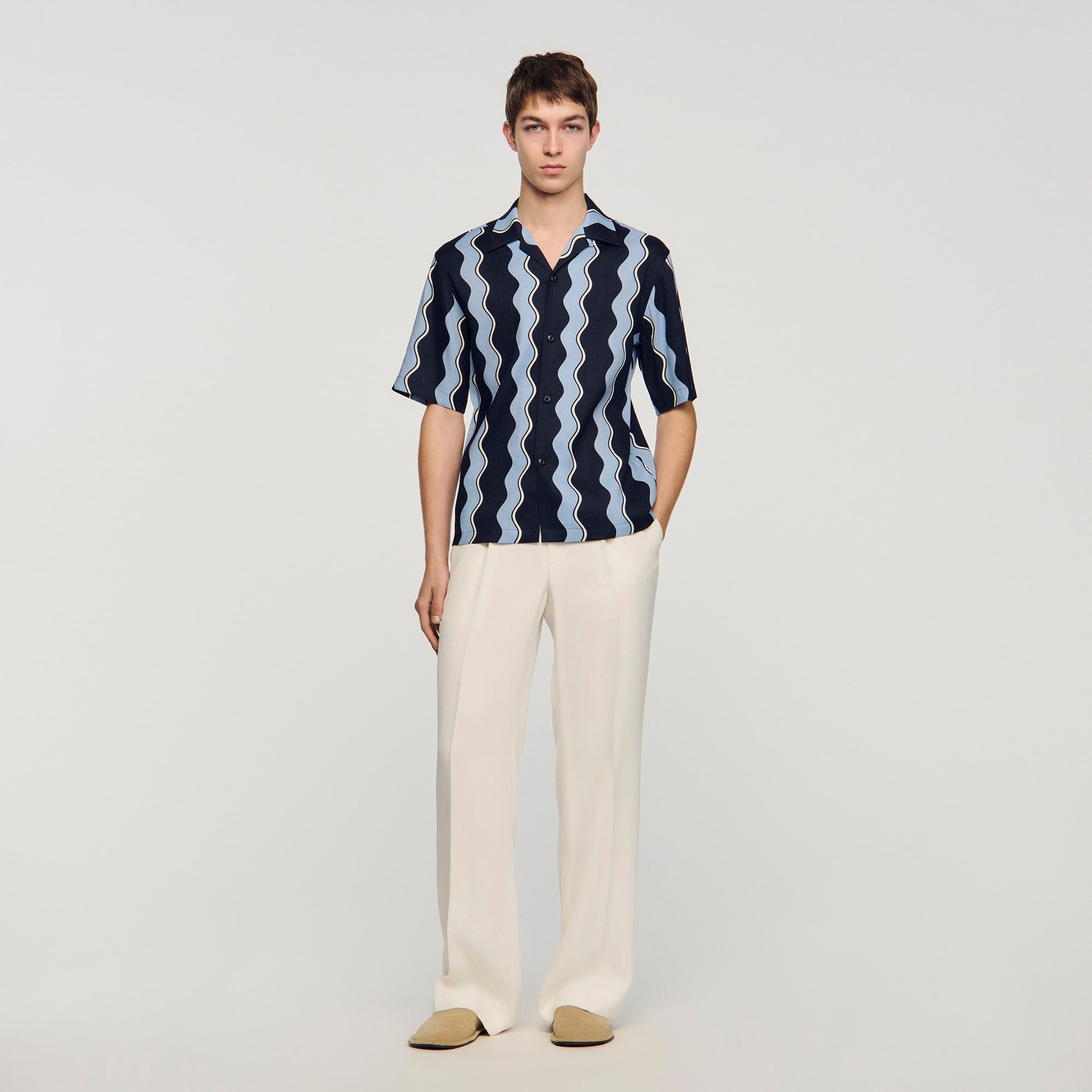 sandro dress shirt Sandro Printed linen Men shirt