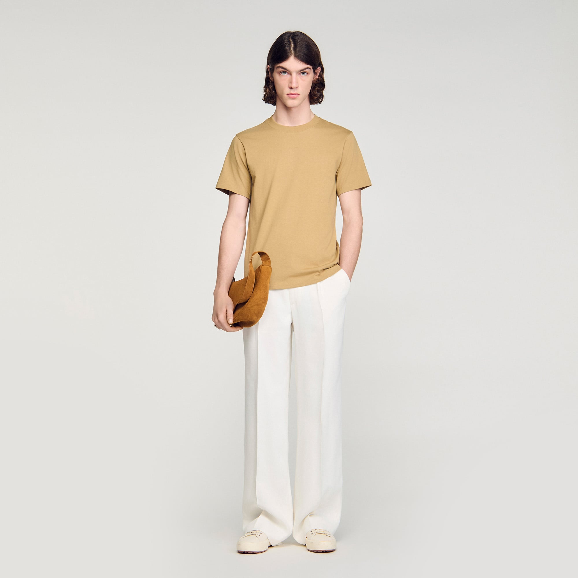 Sandro cotton Cotton T-shirt with round neck and short sleeves, embellished with a puffed Sandro logo