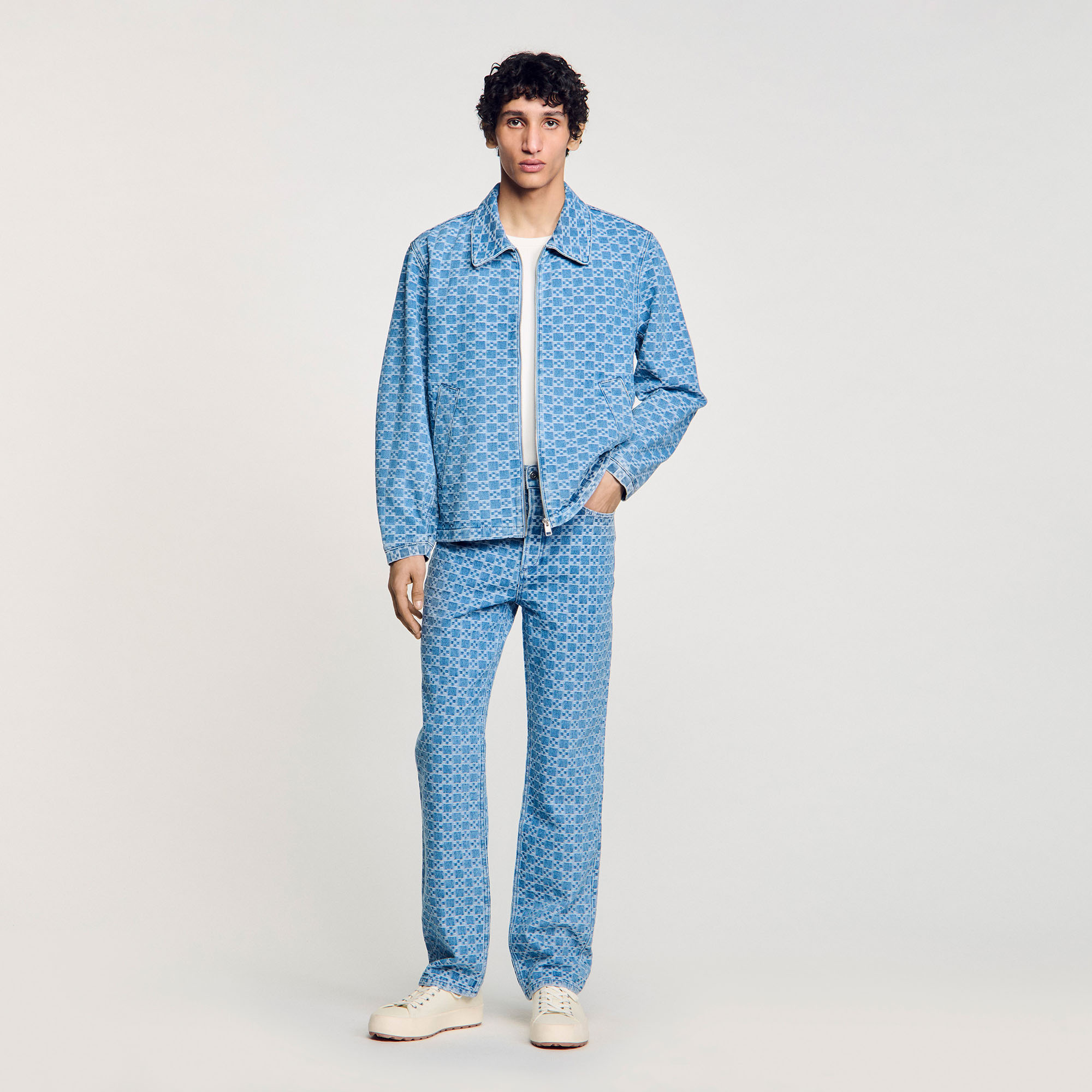 Sandro Square cross denim jacket