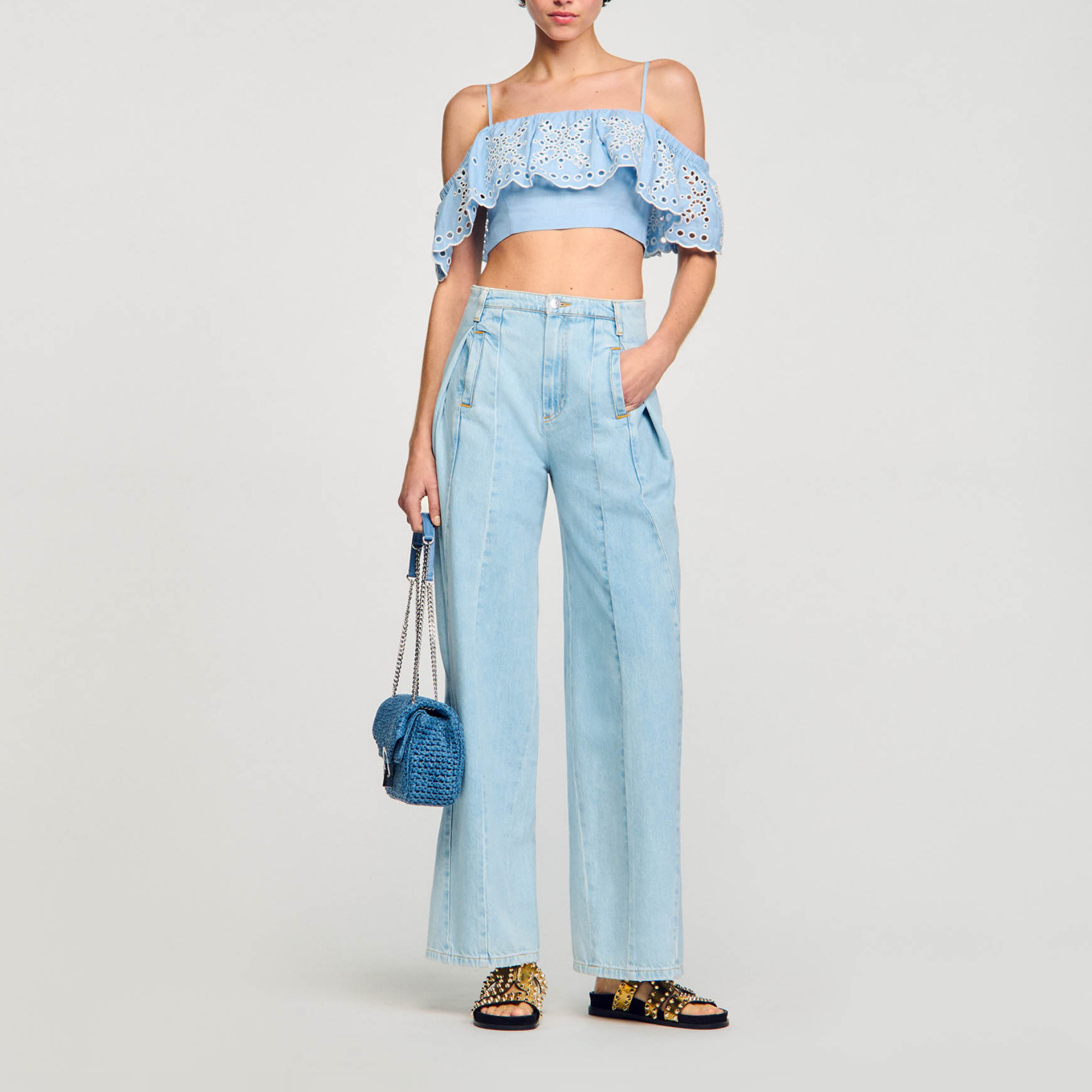 Sandro Ruffled crop top