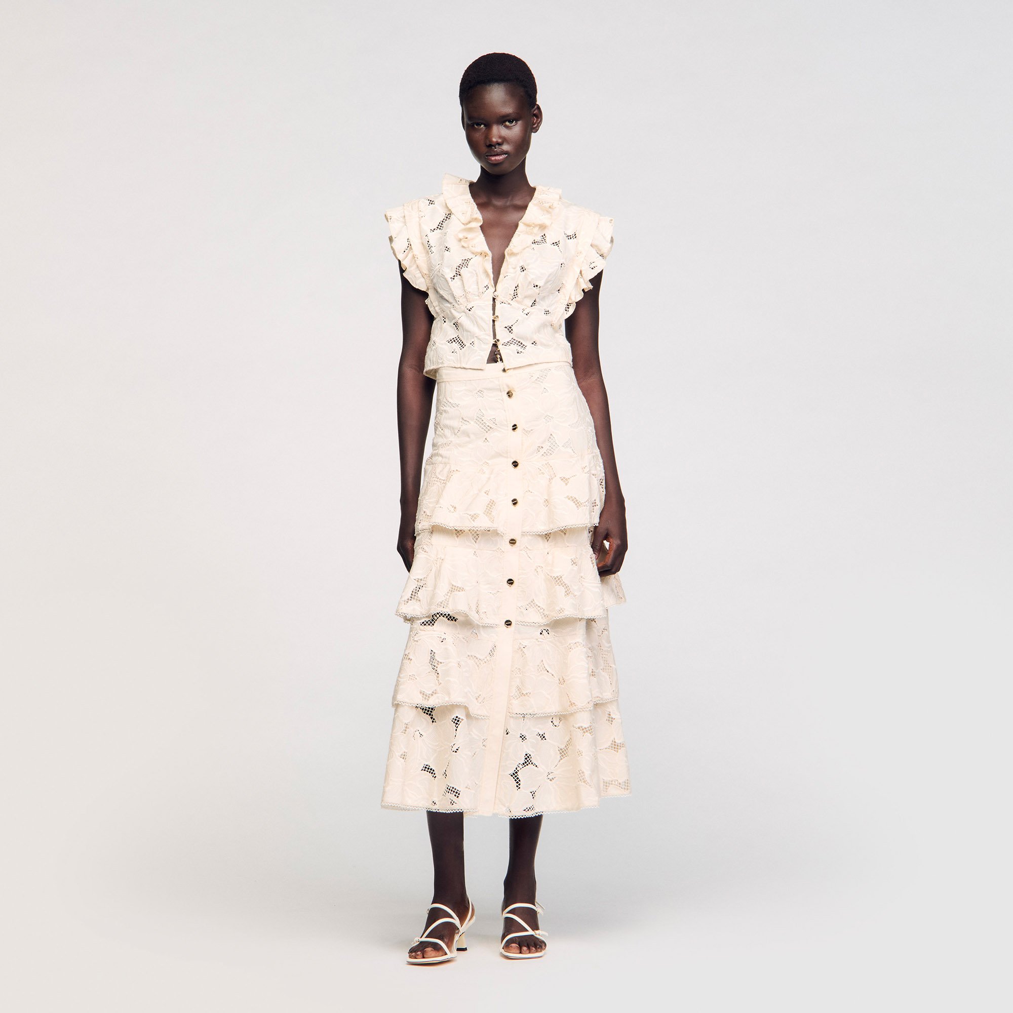 Maxi frilled skirt
