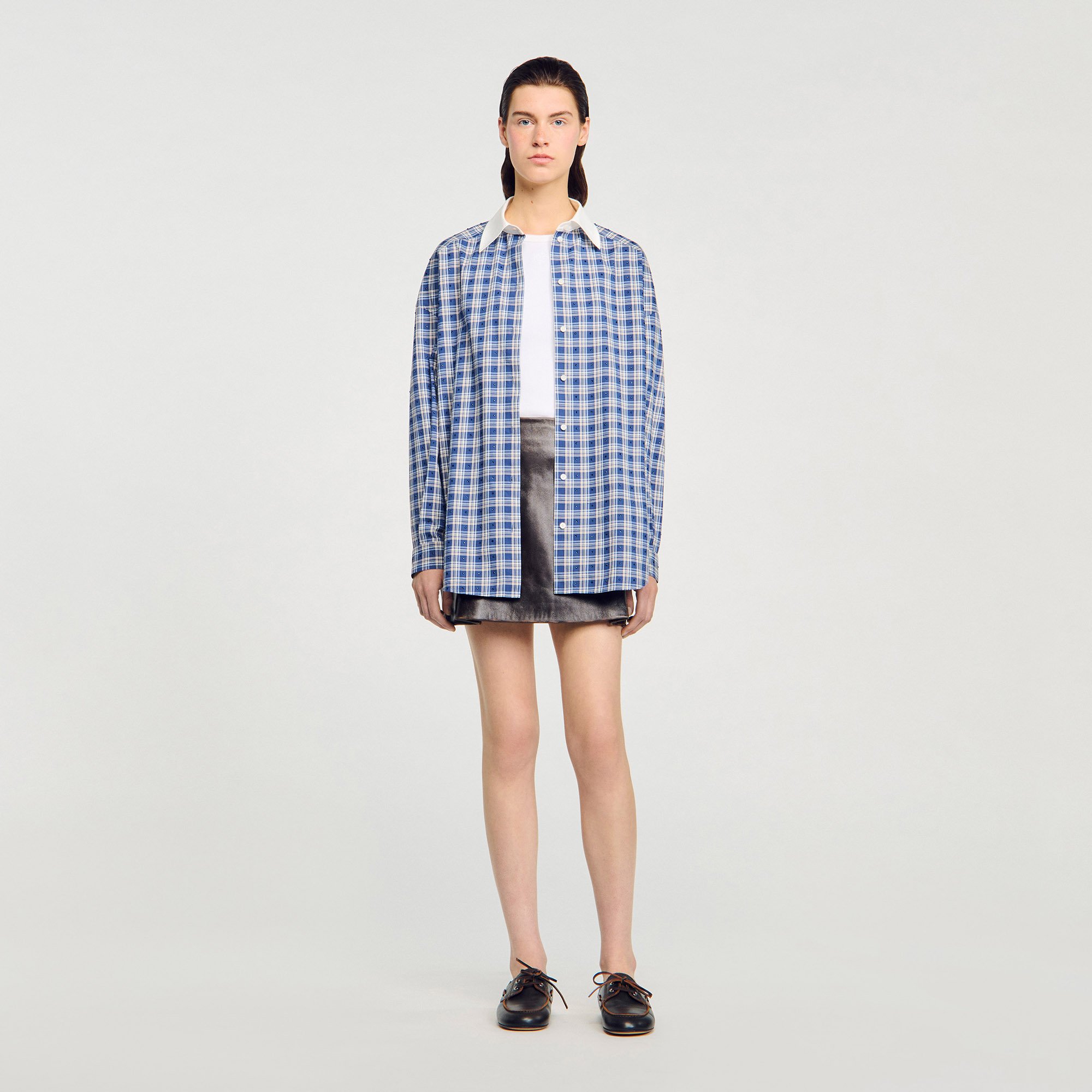 Rhinestone check shirt