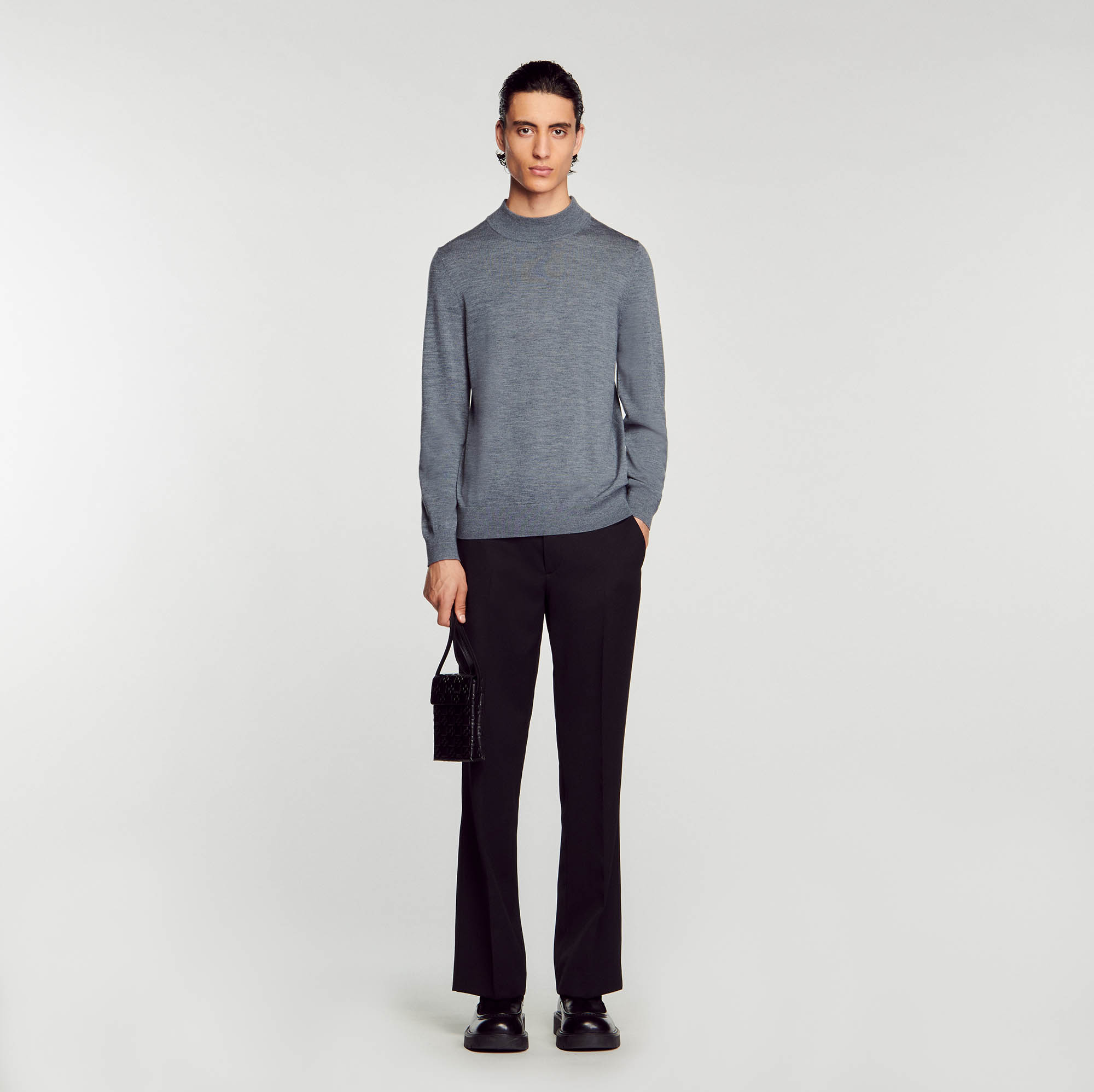 Sandro wool Collar: Wool sweater with long sleeves and a funnel neck