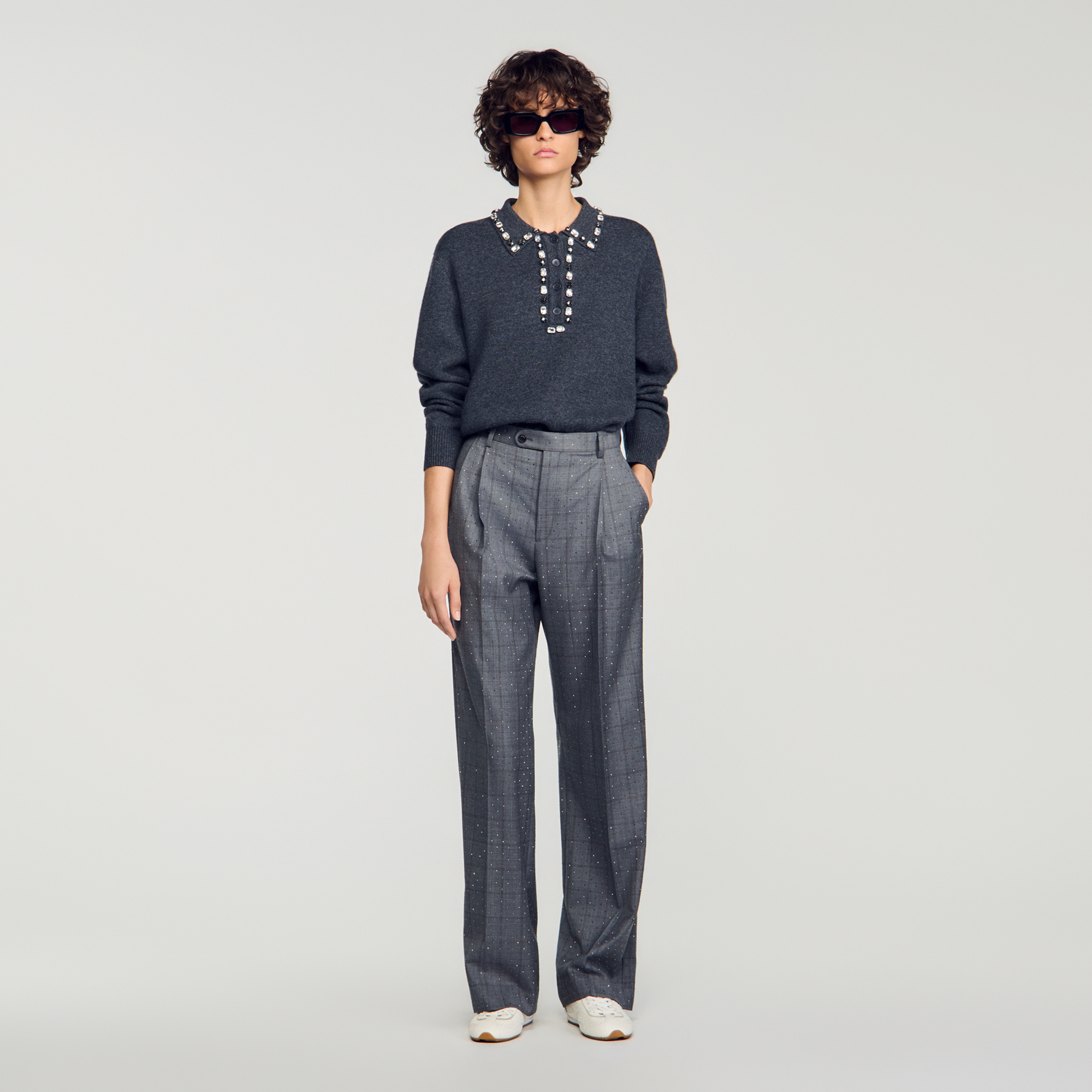 Jewellery polo-neck jumper