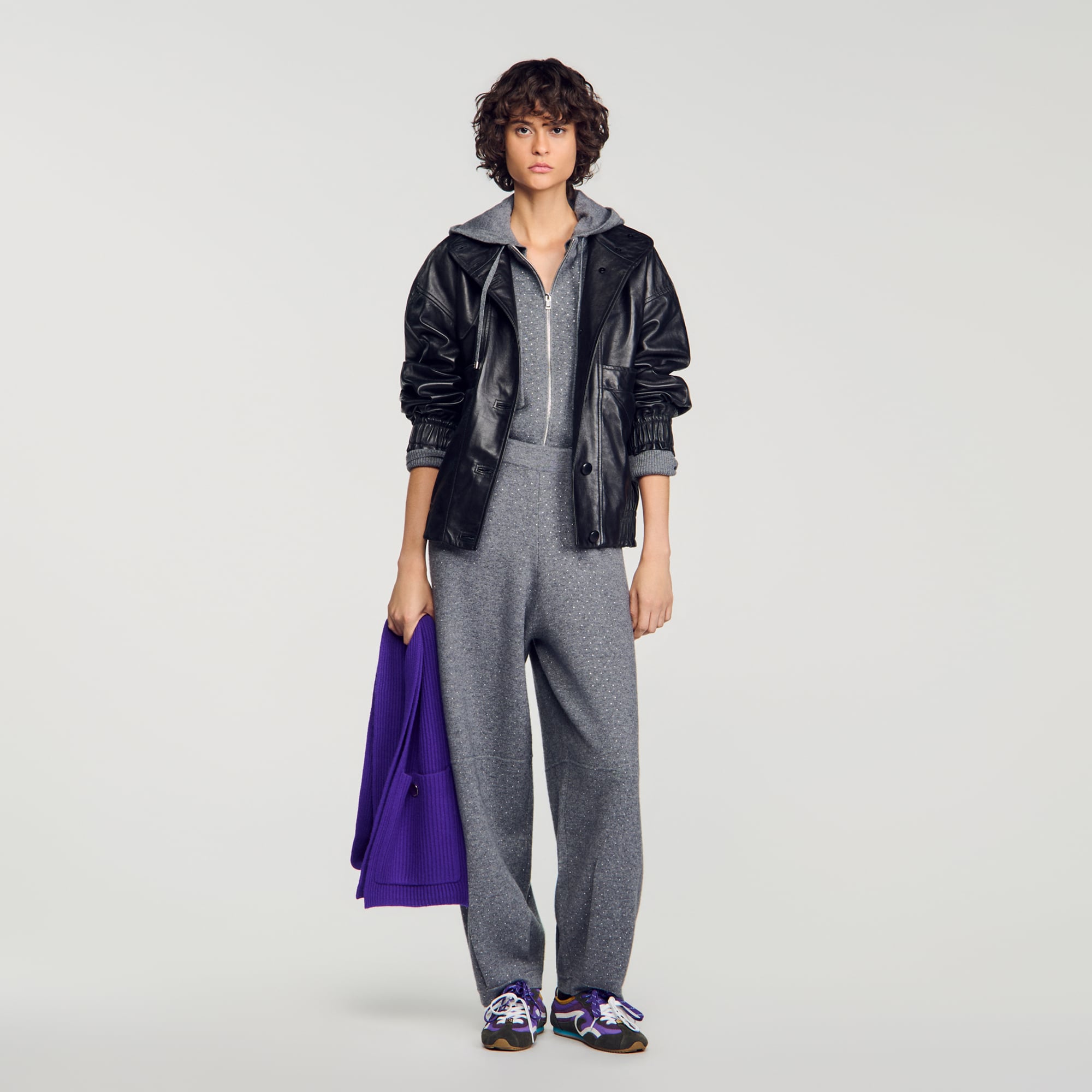 Rhinestone barrel-leg joggers