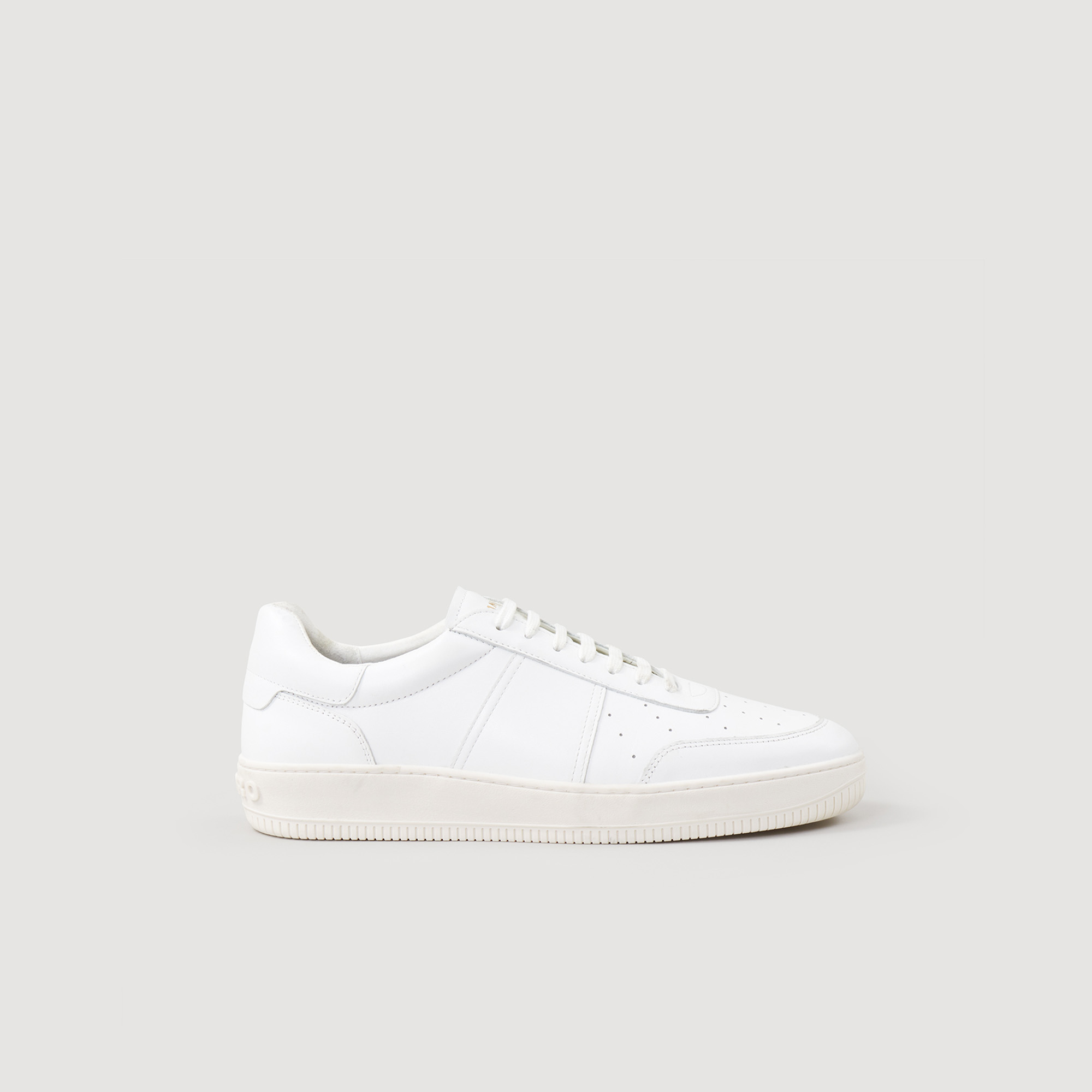 Sandro polyamide Low-top leather and split leather sneakers with lace fastening, Sandro signature on the tongue, and logo on the sole
