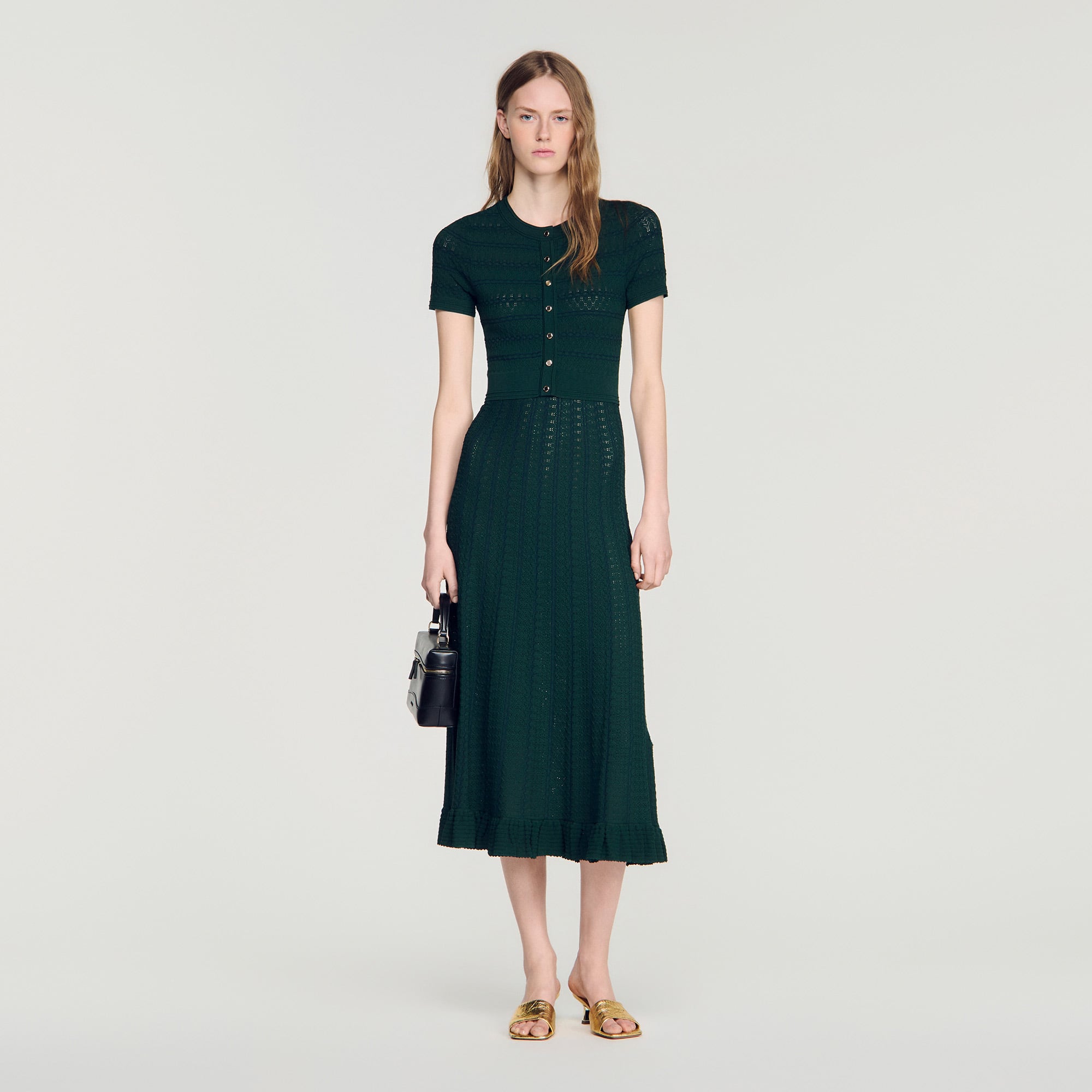 sandro pointelle knit midi dress Sandro Pointelle Knit Midi Dress