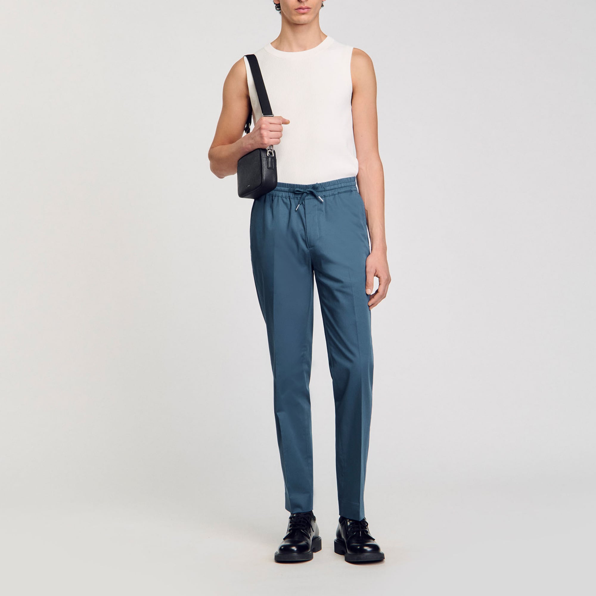 Sandro cotton Straight-leg trousers with an elasticated drawstring waist and side pockets