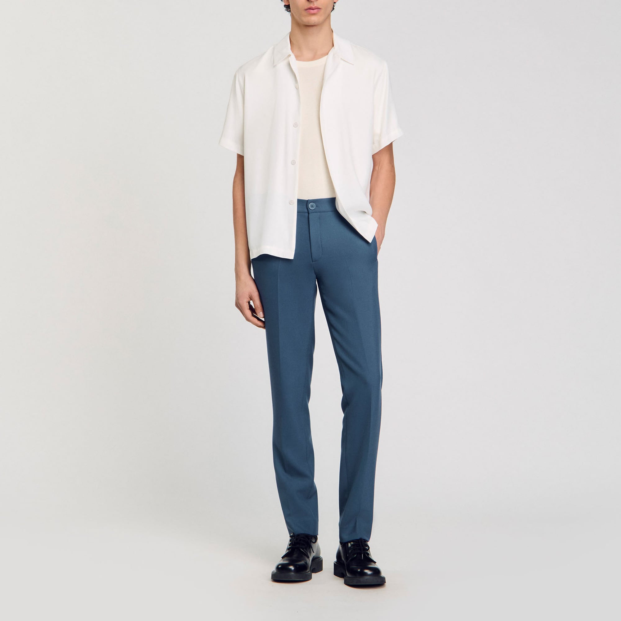 Sandro polyester Straight-leg trousers in technical fabric with an elasticated waist