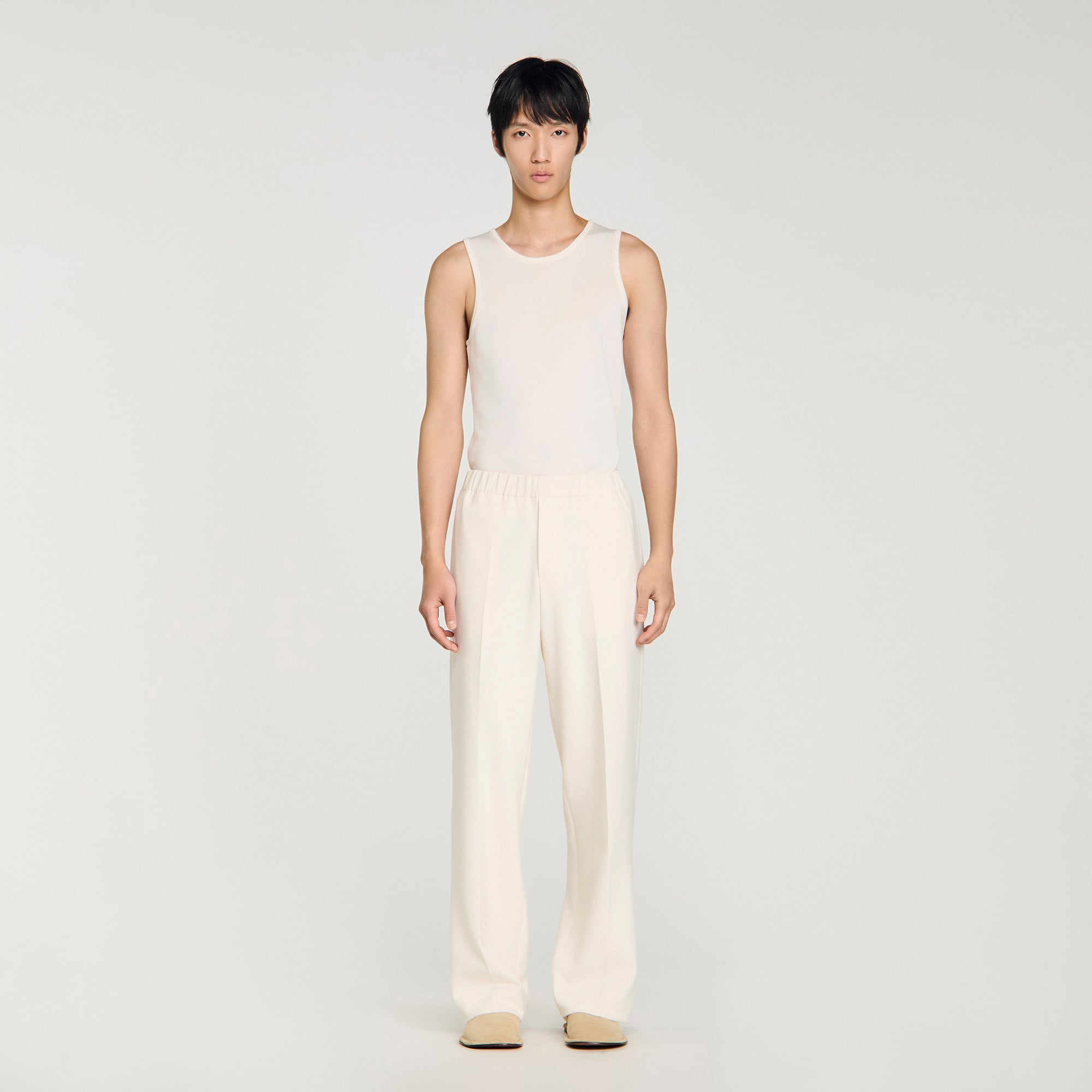 Sandro polyester Wide-leg jersey trousers with an elasticated waist and pockets on the sides