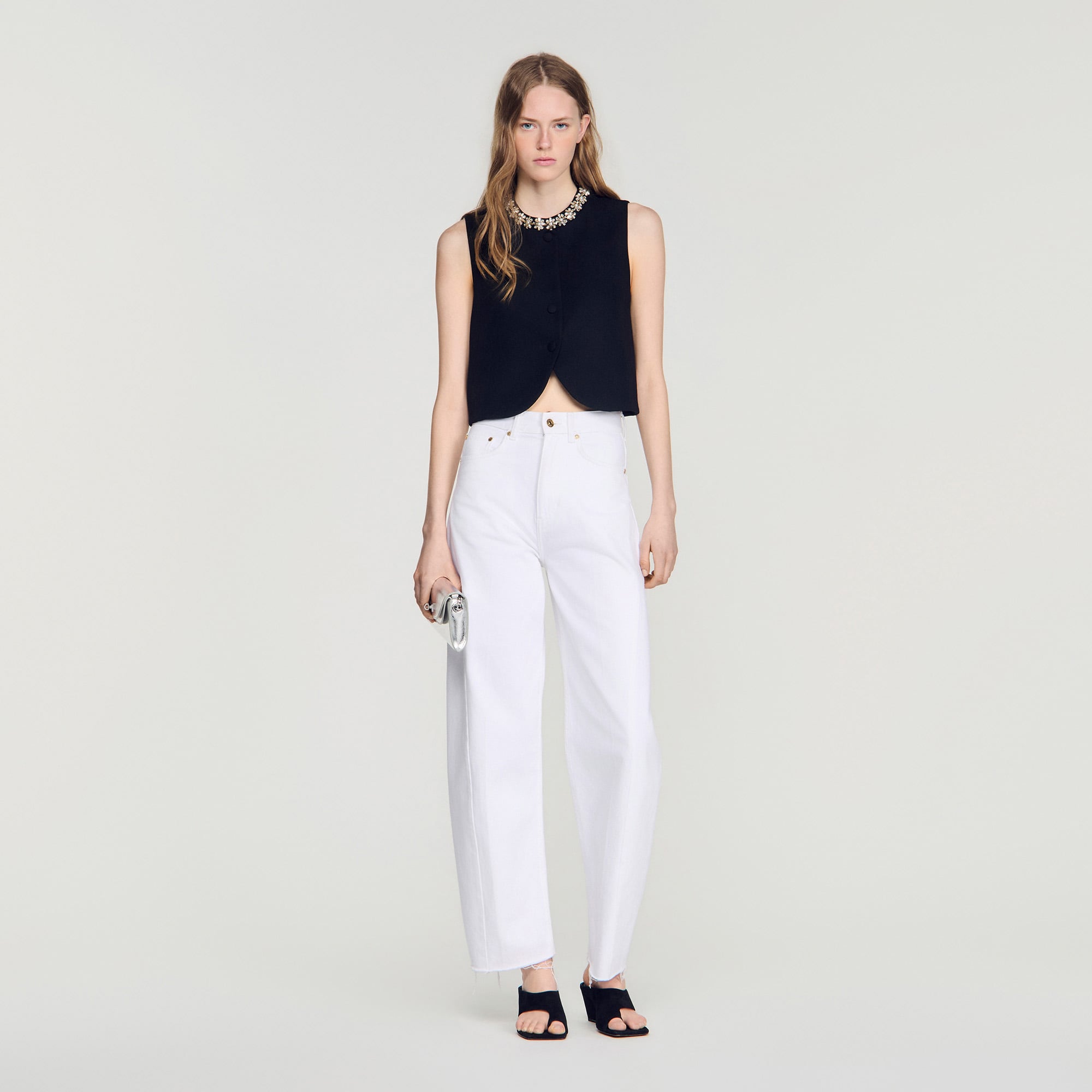 Top with jeweled neckline