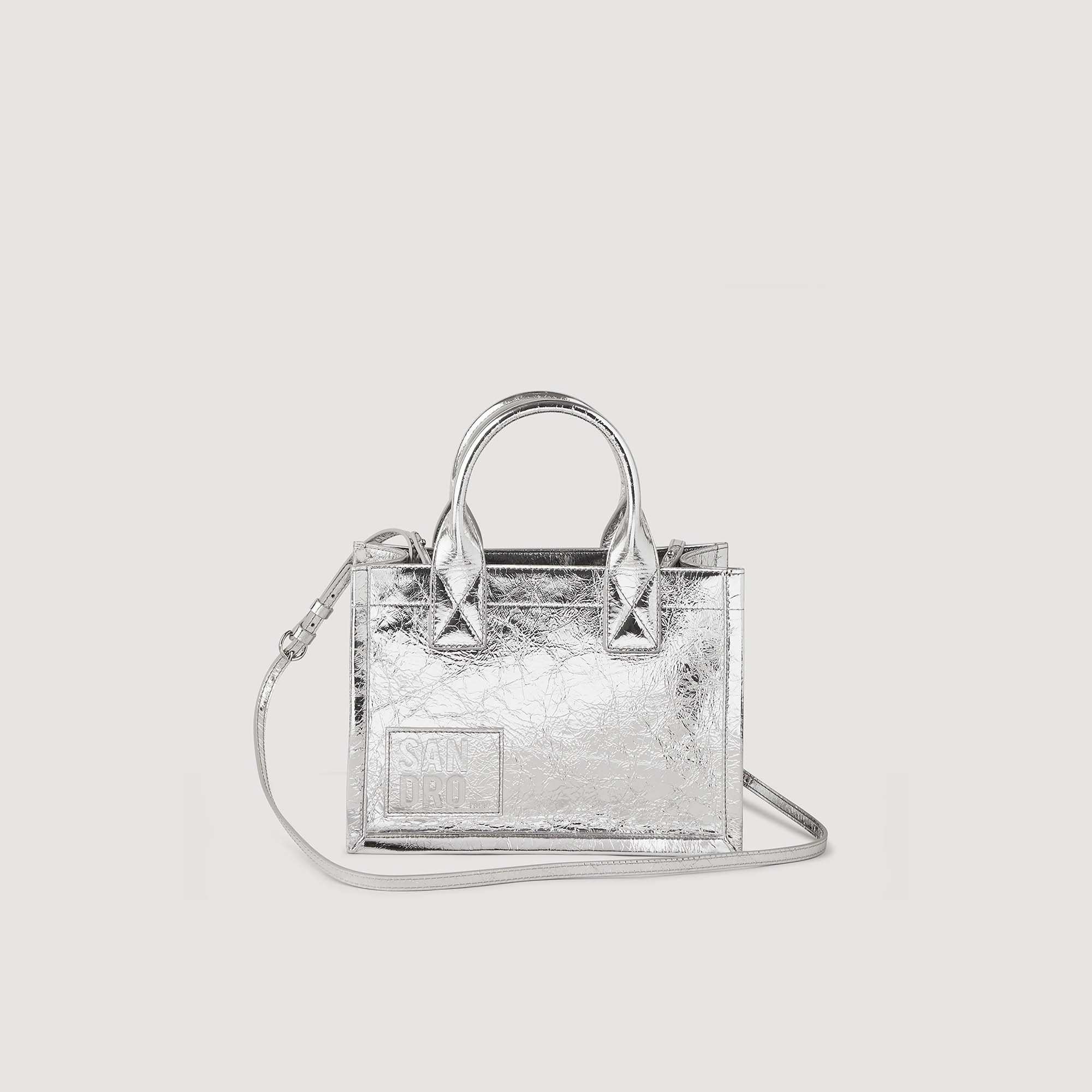 Sandro Kasbah small metallic leather tote bag