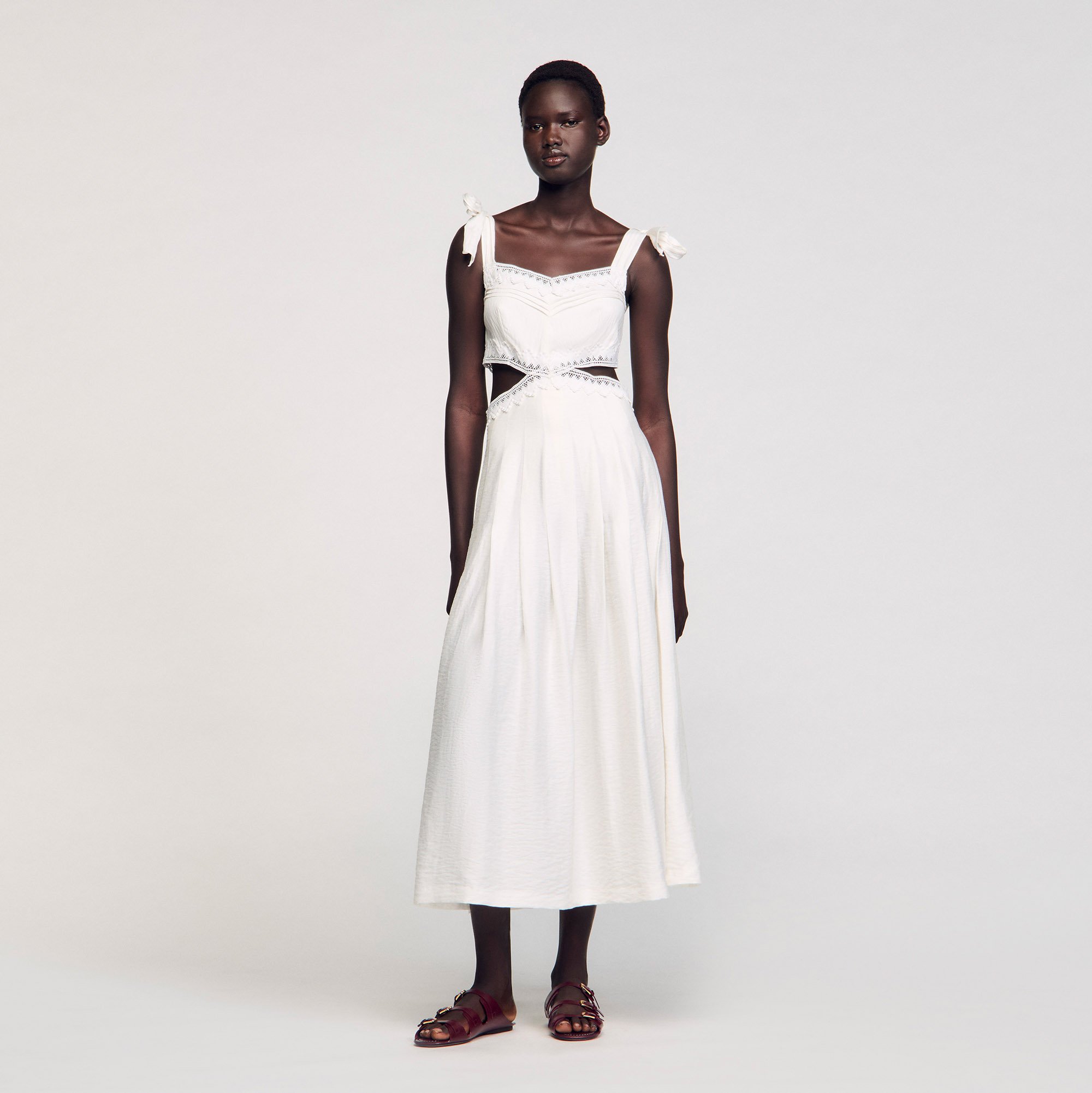Lace trim maxi dress