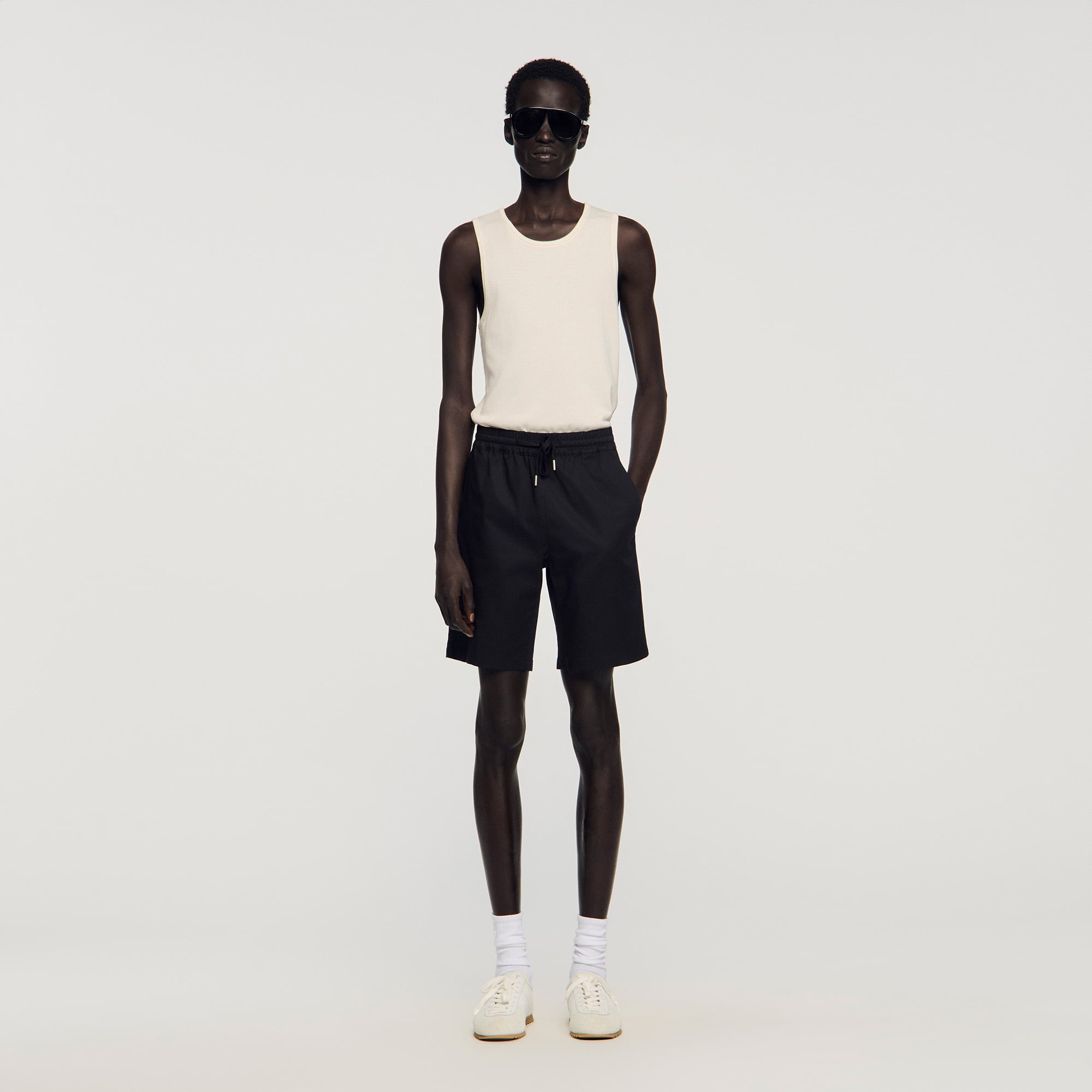 Sandro cotton Cotton shorts with an elasticated drawstring waist and side pockets
