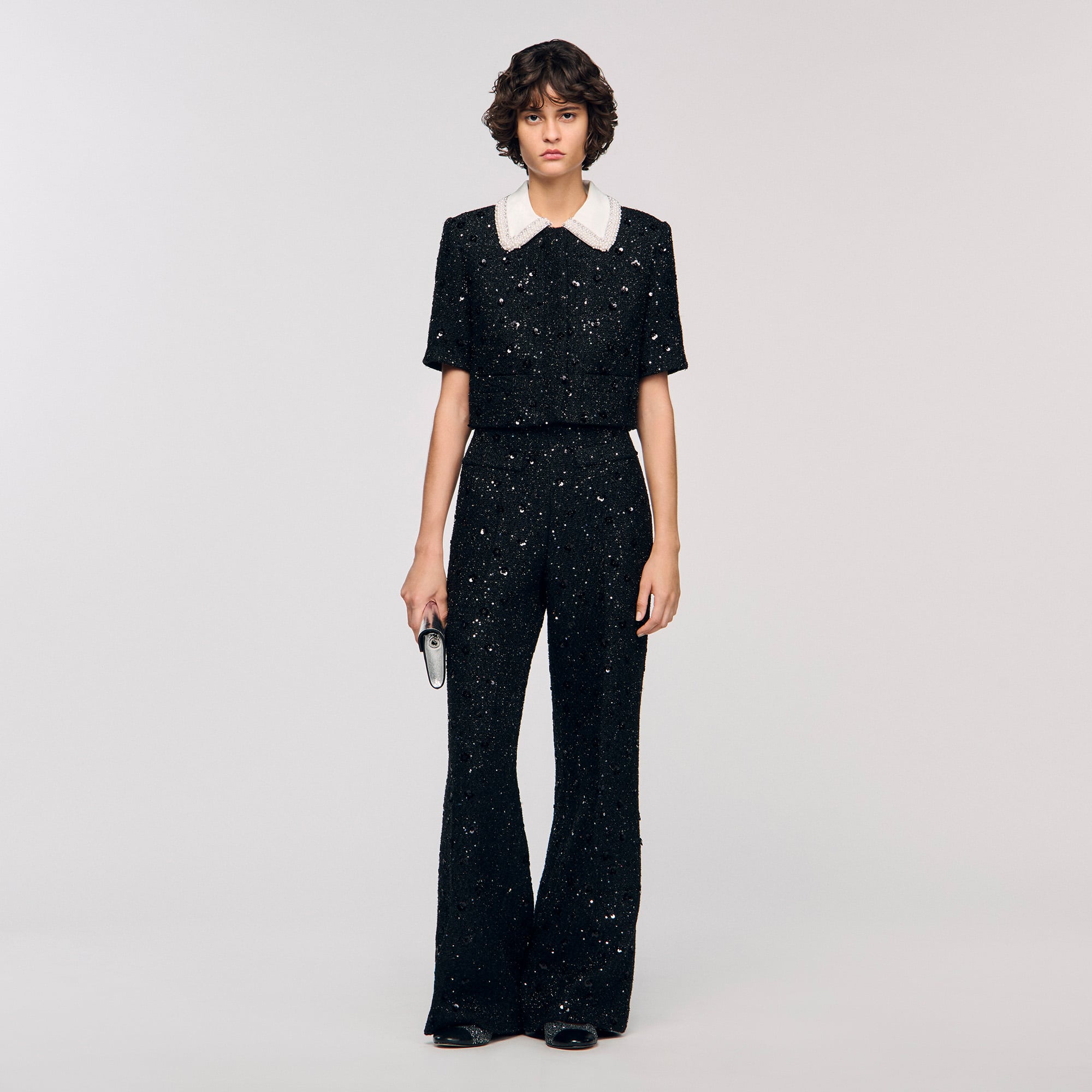 Sandro Rhinestone tweed trousers