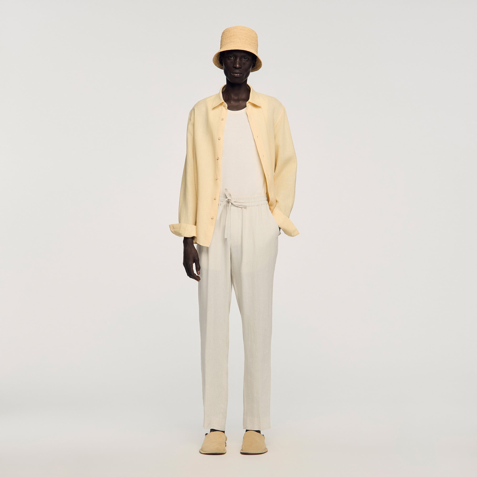 Sandro linen Linen trousers with elasticated drawstring waist